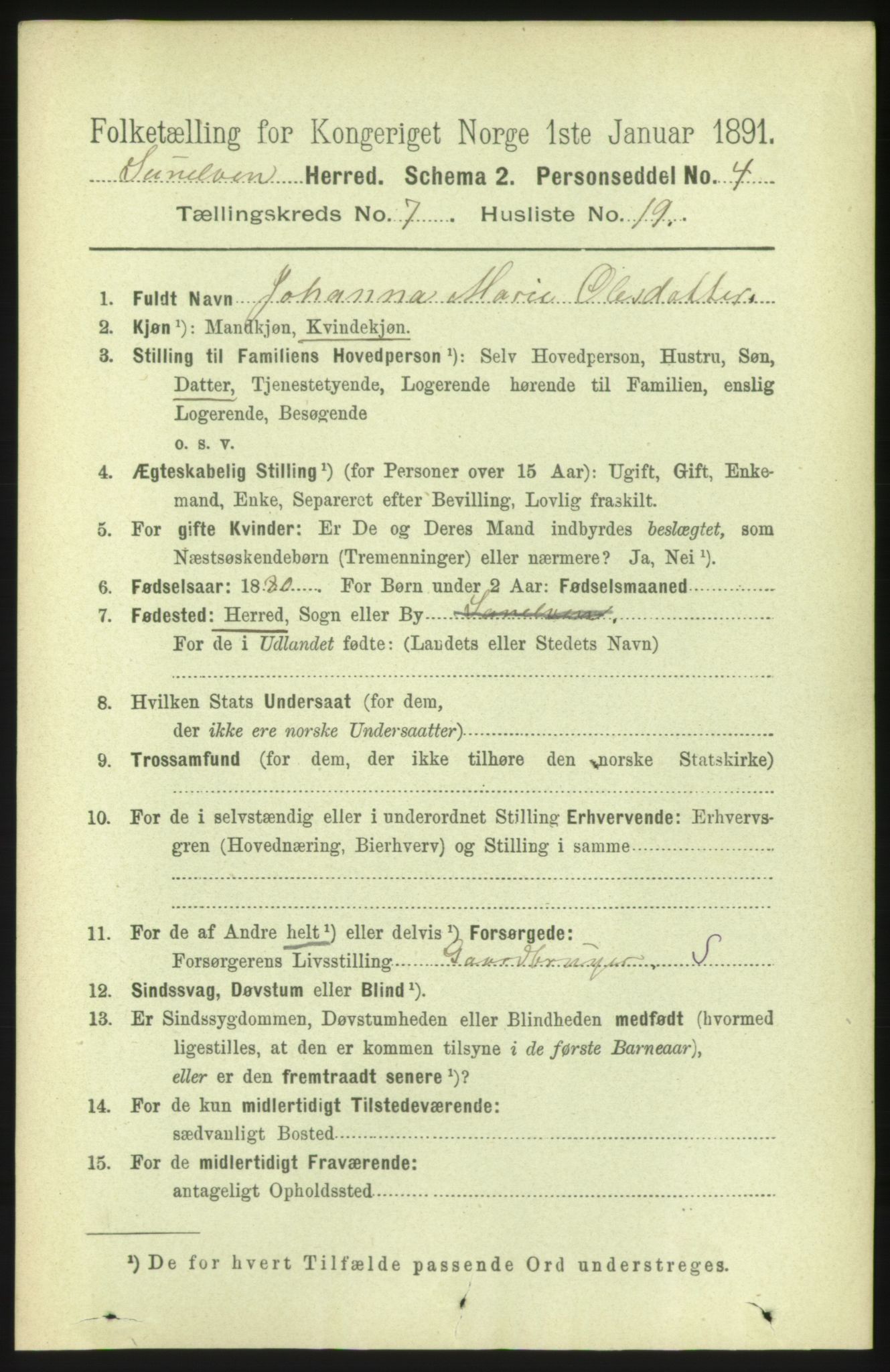 RA, Folketelling 1891 for 1523 Sunnylven herred, 1891, s. 1924