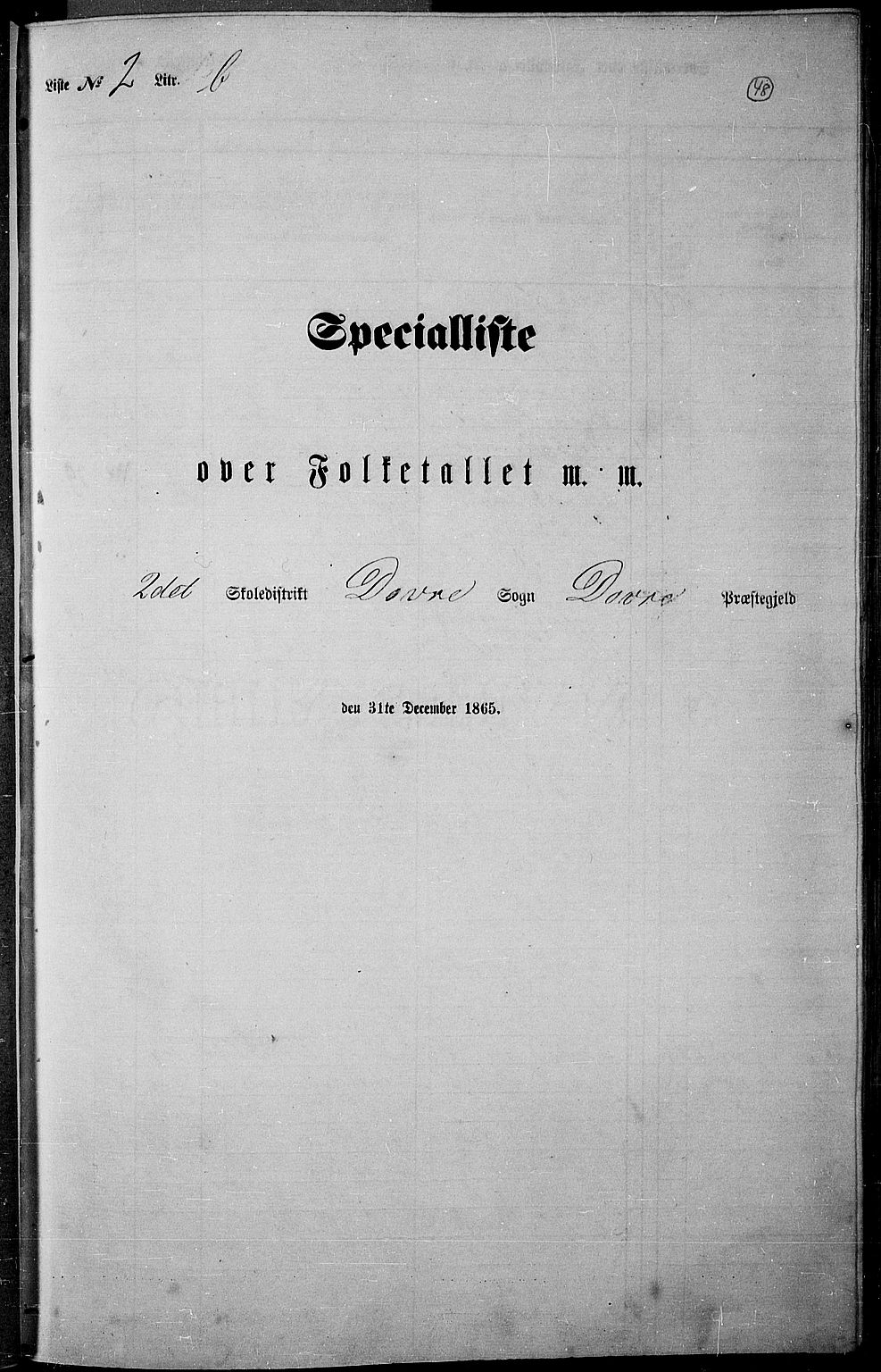 RA, Folketelling 1865 for 0511P Dovre prestegjeld, 1865, s. 49