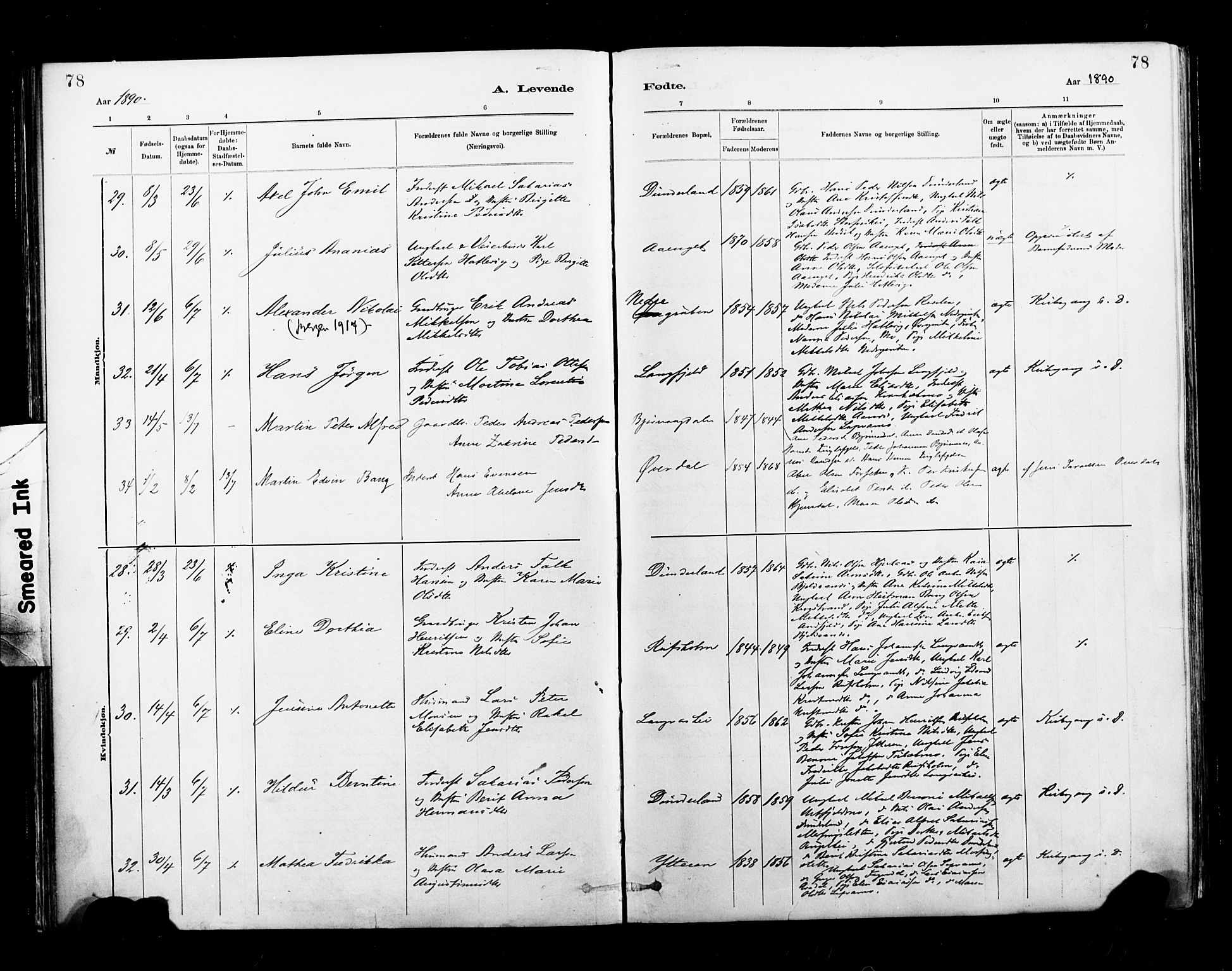 Ministerialprotokoller, klokkerbøker og fødselsregistre - Nordland, AV/SAT-A-1459/827/L0400: Ministerialbok nr. 827A12, 1883-1903, s. 78