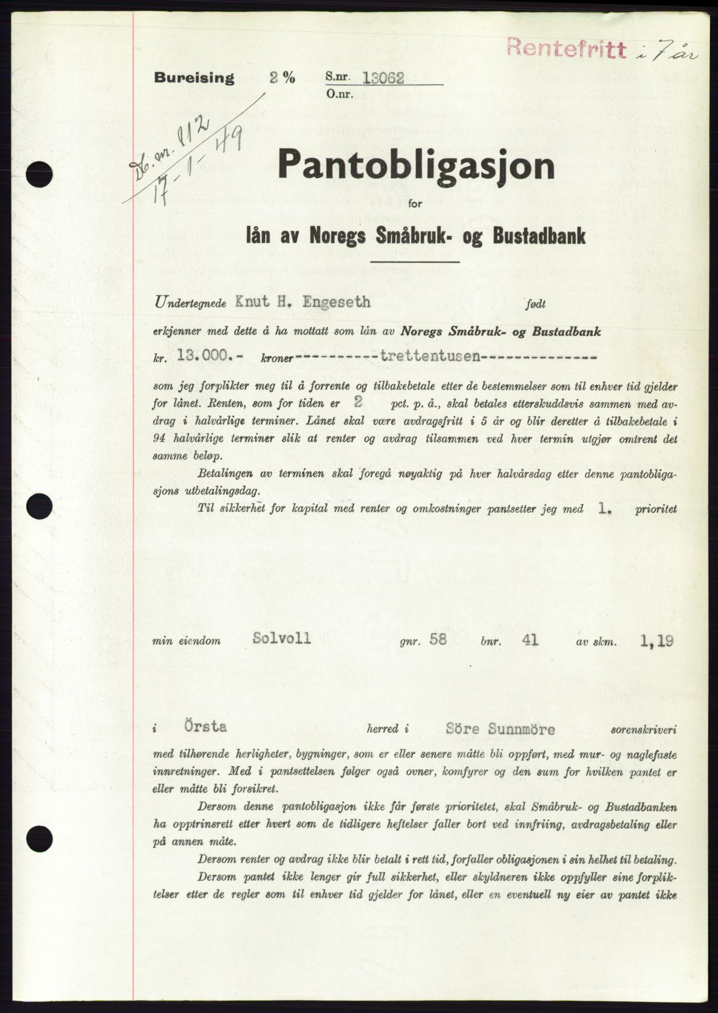 Søre Sunnmøre sorenskriveri, SAT/A-4122/1/2/2C/L0116: Pantebok nr. 4B, 1948-1949, Dagboknr: 112/1949