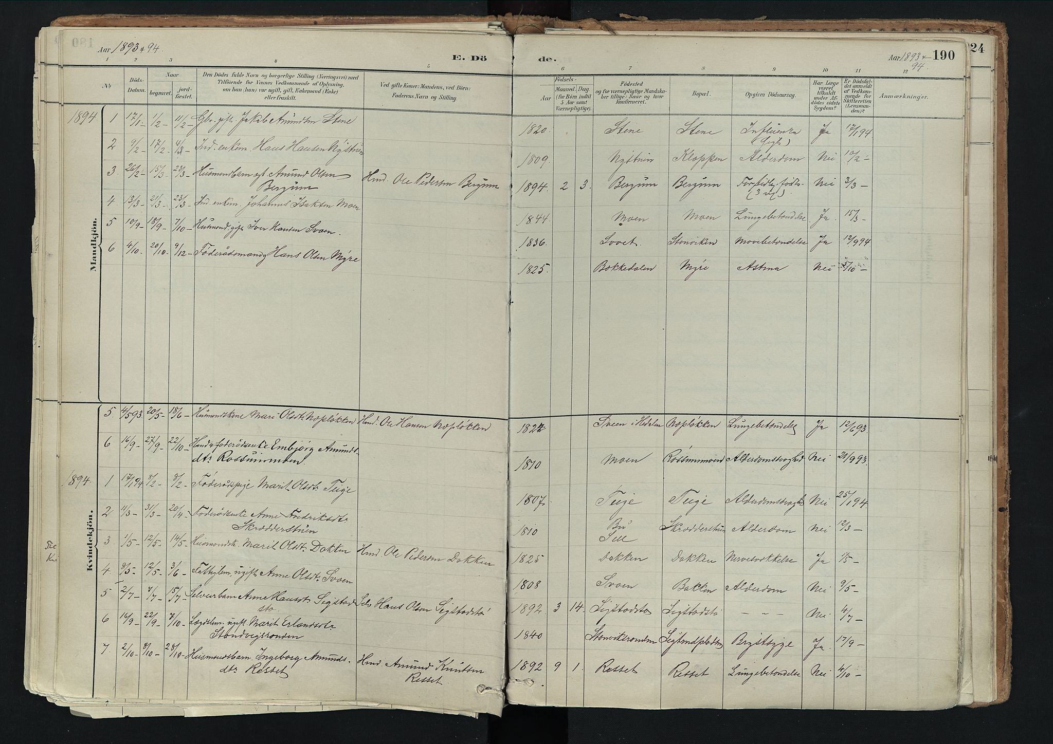 Nord-Fron prestekontor, AV/SAH-PREST-080/H/Ha/Haa/L0003: Ministerialbok nr. 3, 1884-1914, s. 190