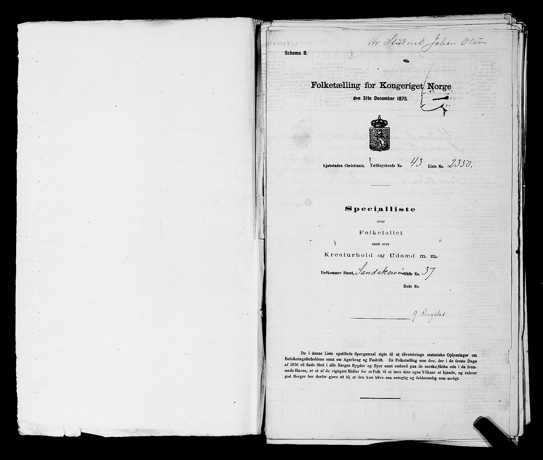 RA, Folketelling 1875 for 0301 Kristiania kjøpstad, 1875, s. 6620