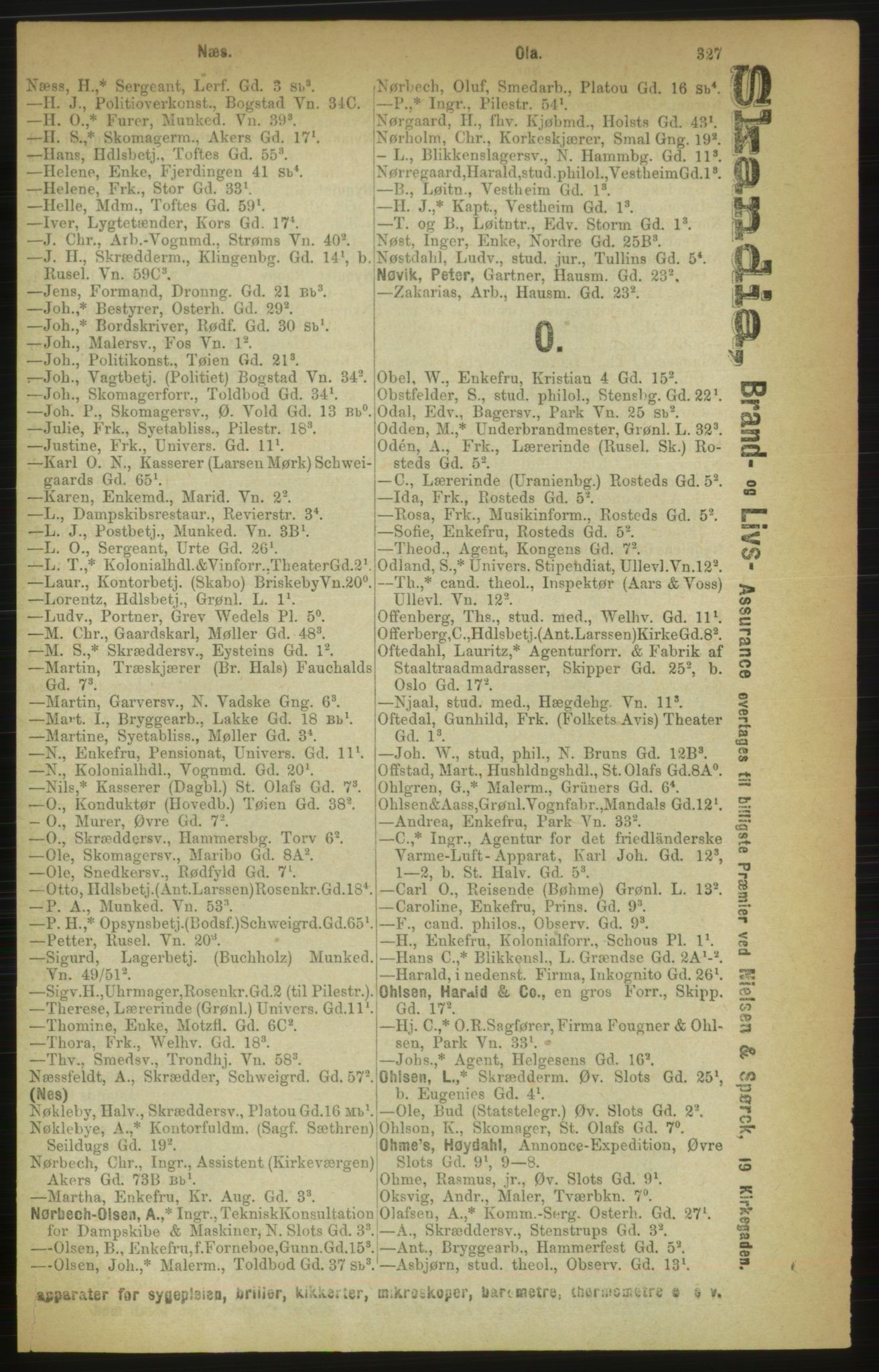 Kristiania/Oslo adressebok, PUBL/-, 1888, s. 327