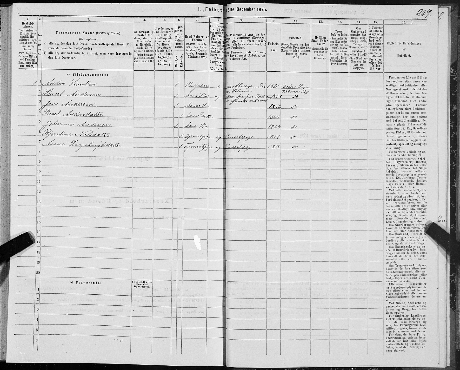 SAT, Folketelling 1875 for 1617P Hitra prestegjeld, 1875, s. 5269