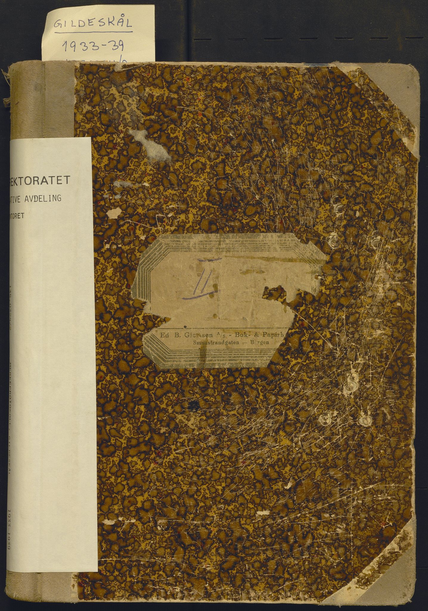 Fiskeridirektoratet - 1 Adm. ledelse - 13 Båtkontoret, AV/SAB-A-2003/I/Ia/Iac/L0062: 135.0324/2 Merkeprotokoll - Gildeskål, 1933-1939