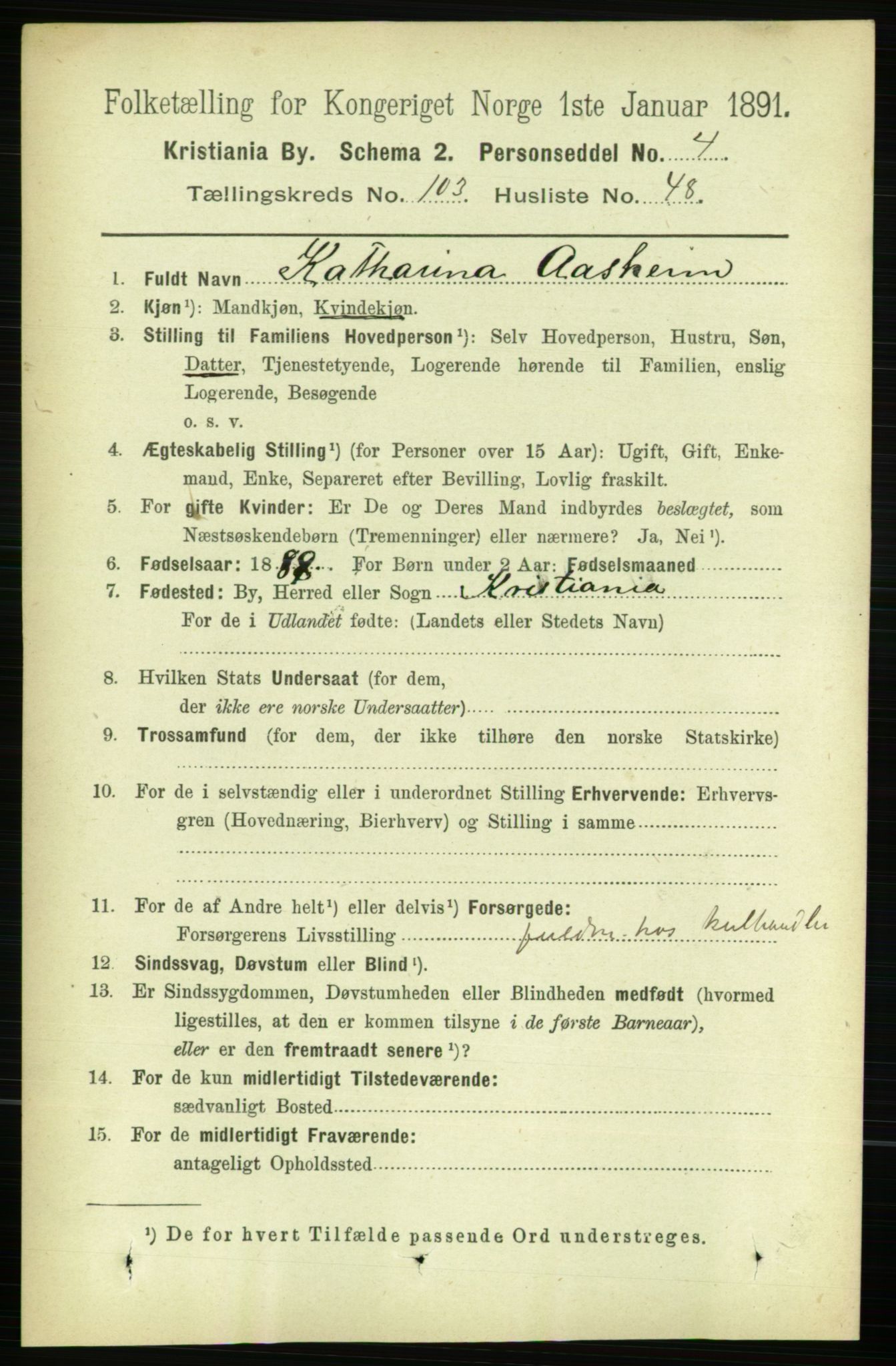 RA, Folketelling 1891 for 0301 Kristiania kjøpstad, 1891, s. 52169