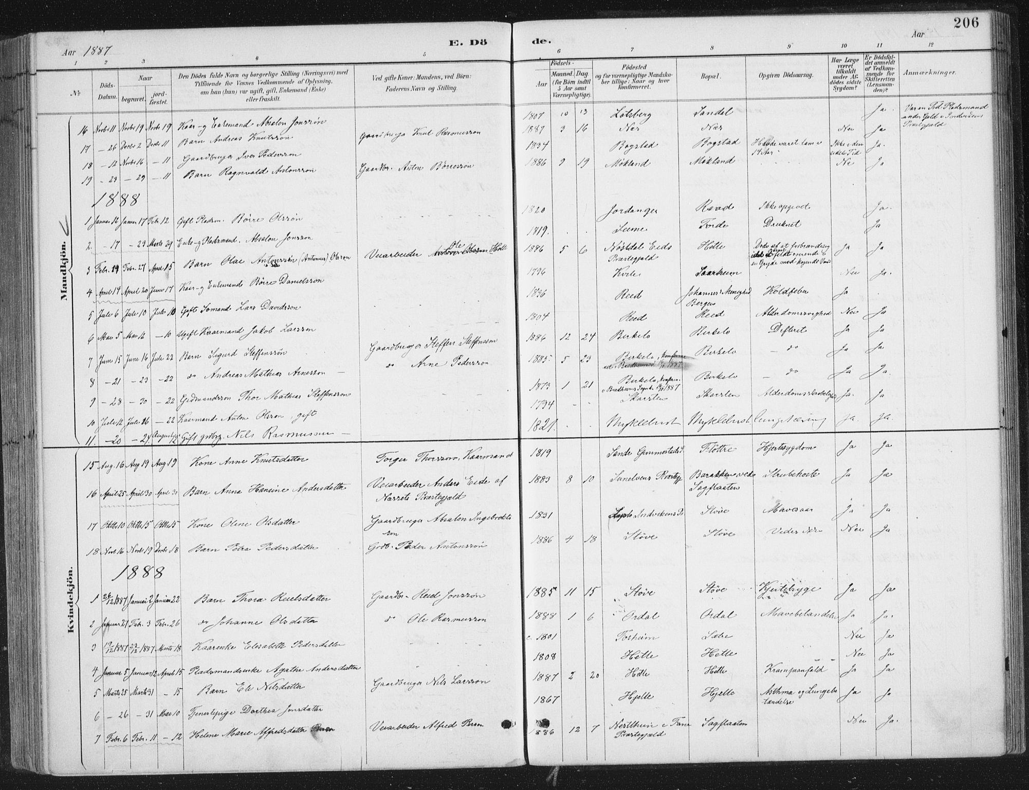 Gloppen sokneprestembete, SAB/A-80101/H/Haa/Haac/L0002: Ministerialbok nr. C  2, 1887-1904, s. 206