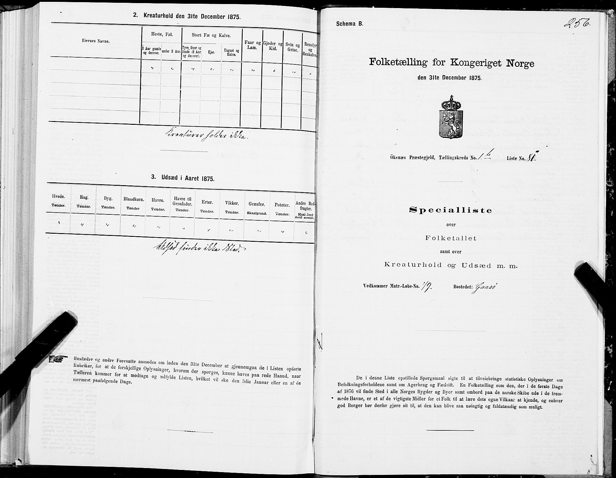 SAT, Folketelling 1875 for 1868P Øksnes prestegjeld, 1875, s. 1256