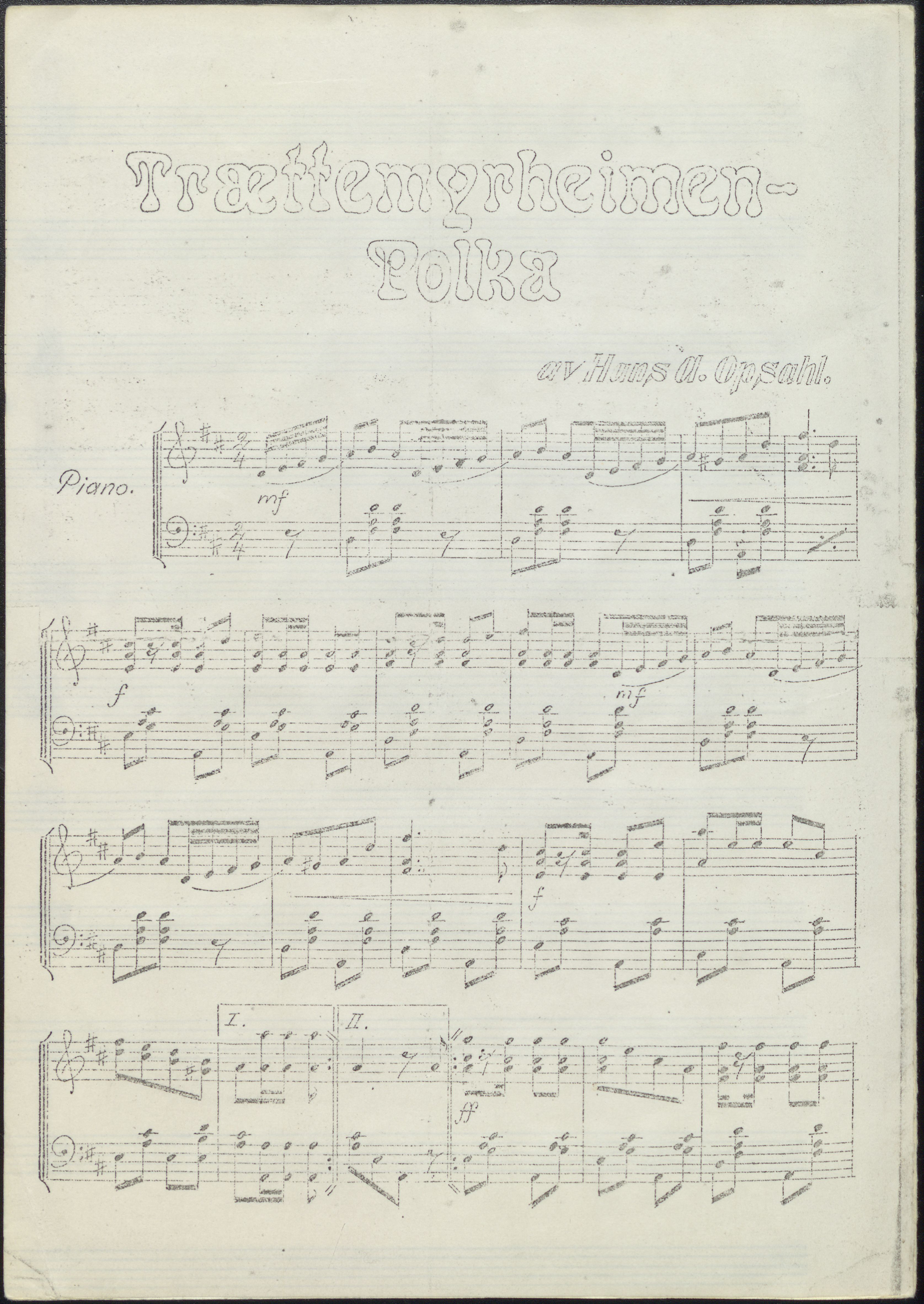 Sa 42 - Storgårds- og folkemusikk fra Klokkergården (Lardal bygdetun), VEMU/A-2514/F/L0001/0006: Originale håndskrevne, trykte og kopierte noter og notebøker, hefter, brev m.m. / Noter etter Hans Andreassen Opsahl, Lardal, 1820-1920