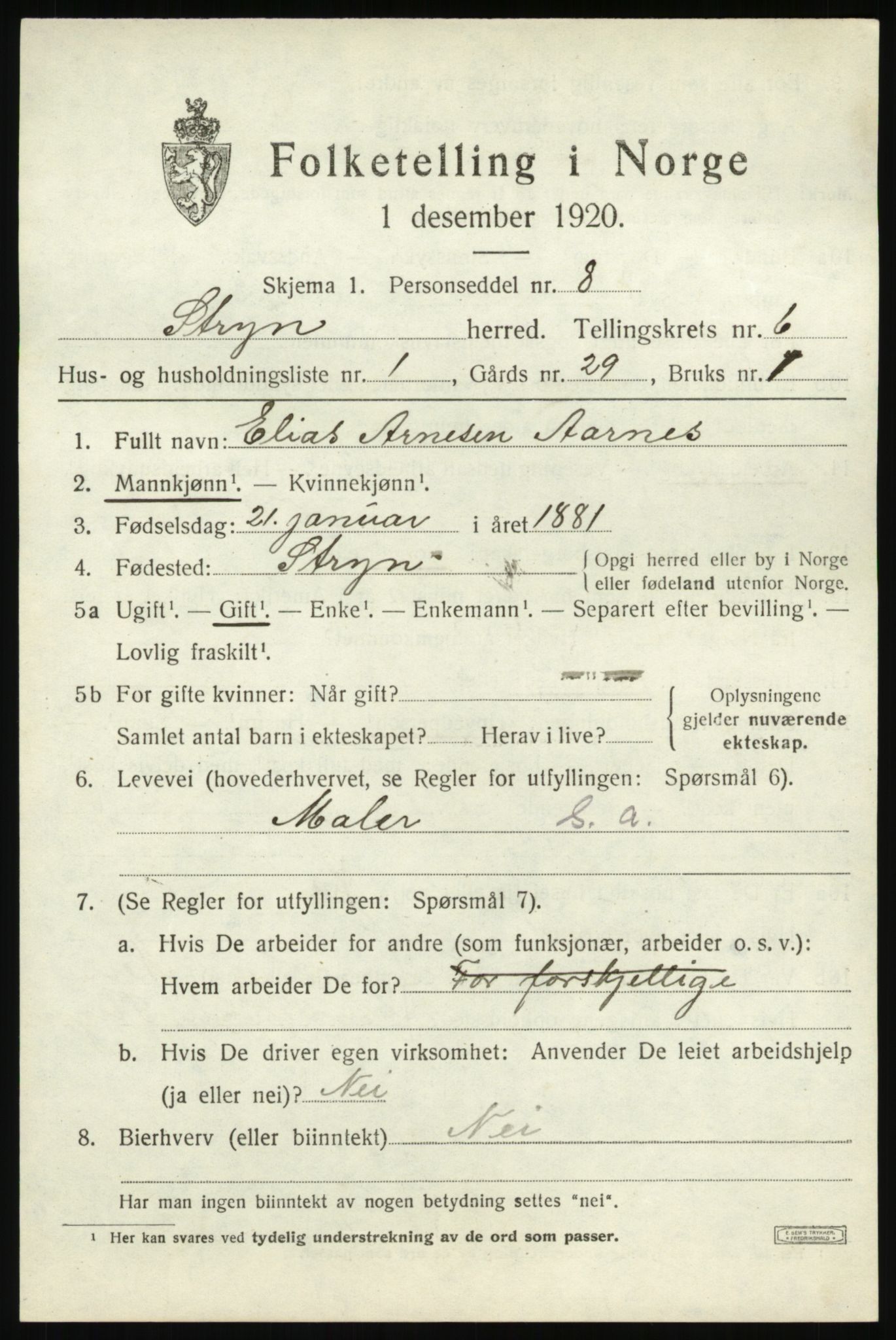 SAB, Folketelling 1920 for 1448 Stryn herred, 1920, s. 2628