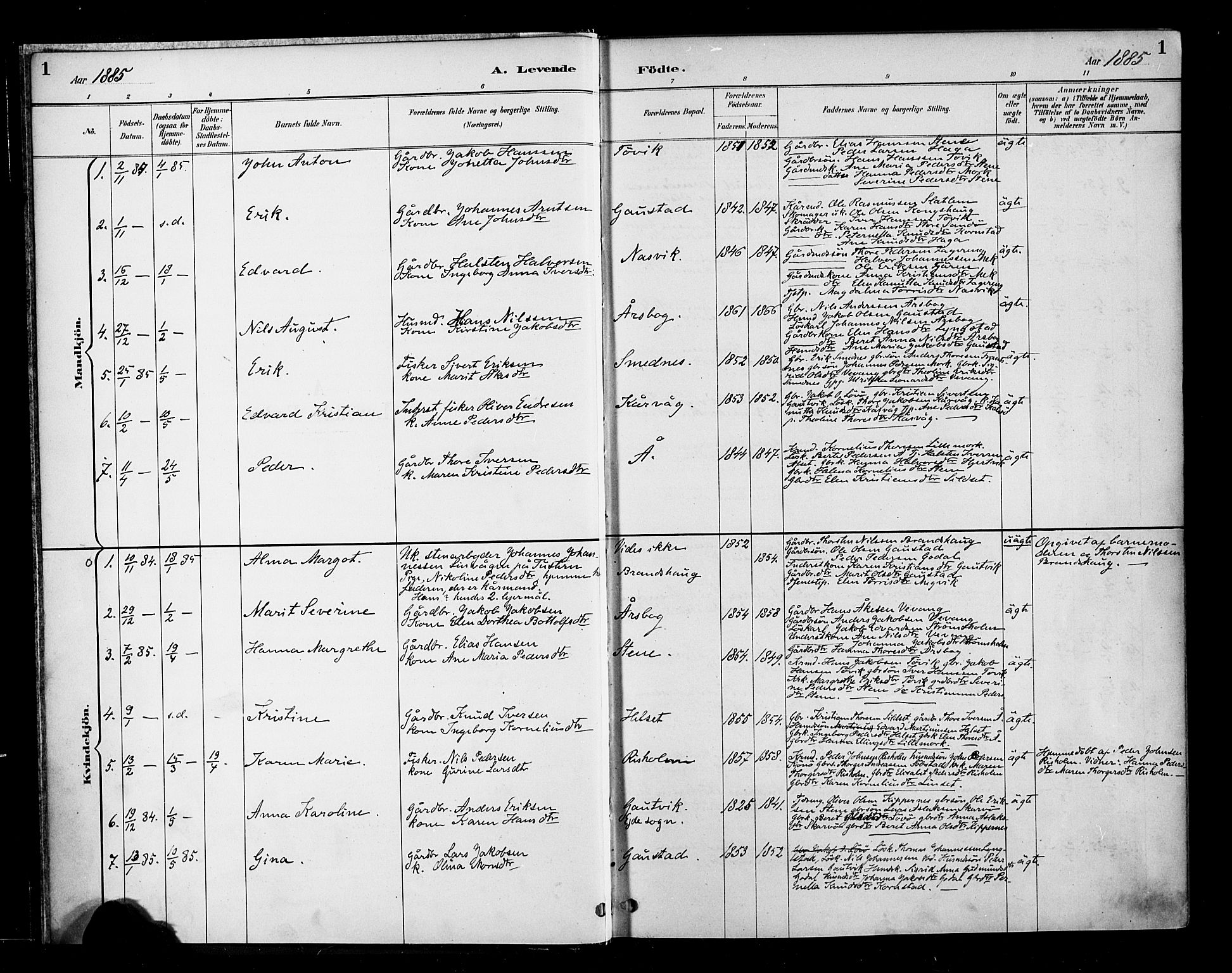 Ministerialprotokoller, klokkerbøker og fødselsregistre - Møre og Romsdal, SAT/A-1454/570/L0832: Ministerialbok nr. 570A06, 1885-1900, s. 1
