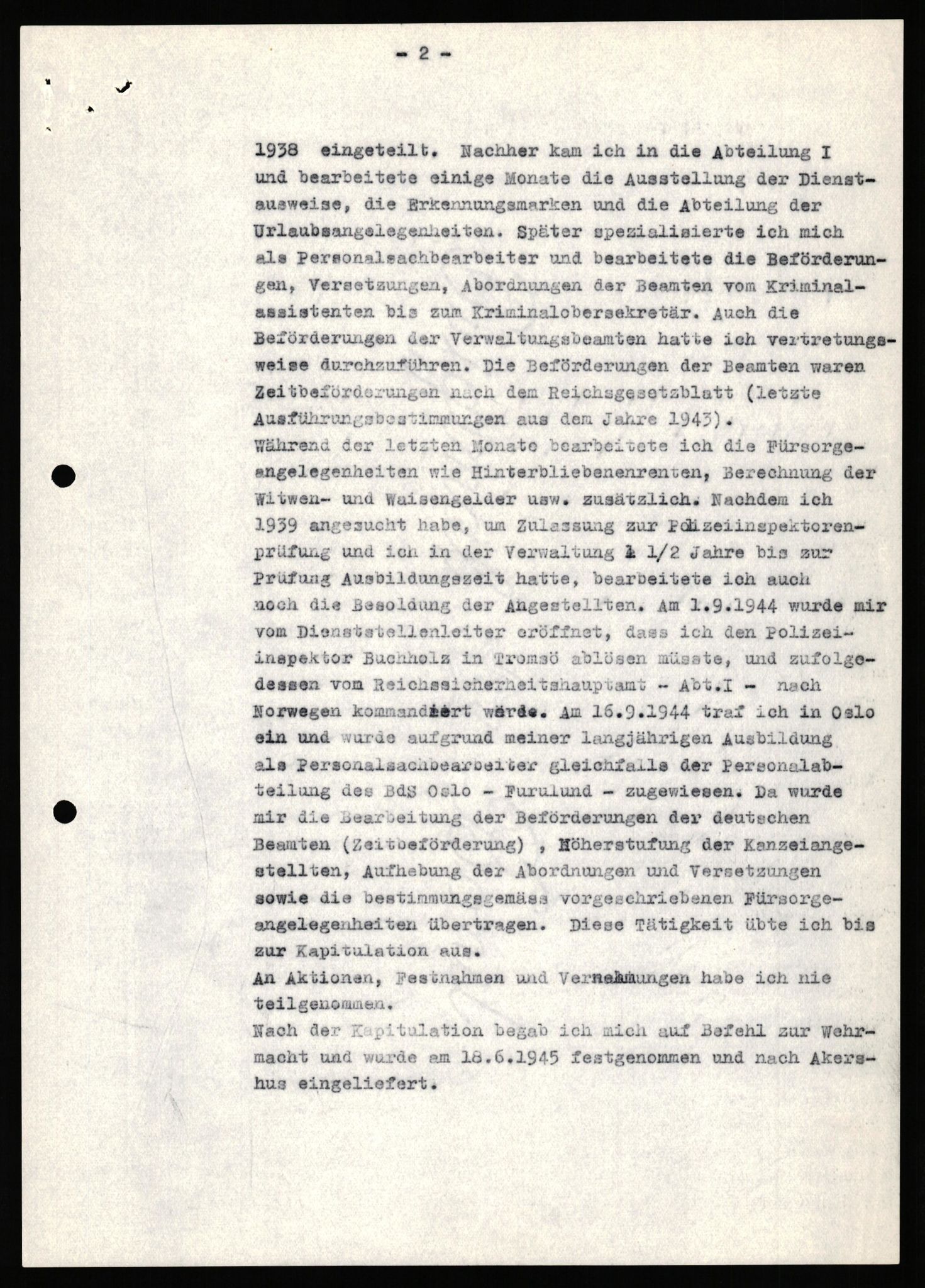 Forsvaret, Forsvarets overkommando II, RA/RAFA-3915/D/Db/L0038: CI Questionaires. Tyske okkupasjonsstyrker i Norge. Østerrikere., 1945-1946, s. 102