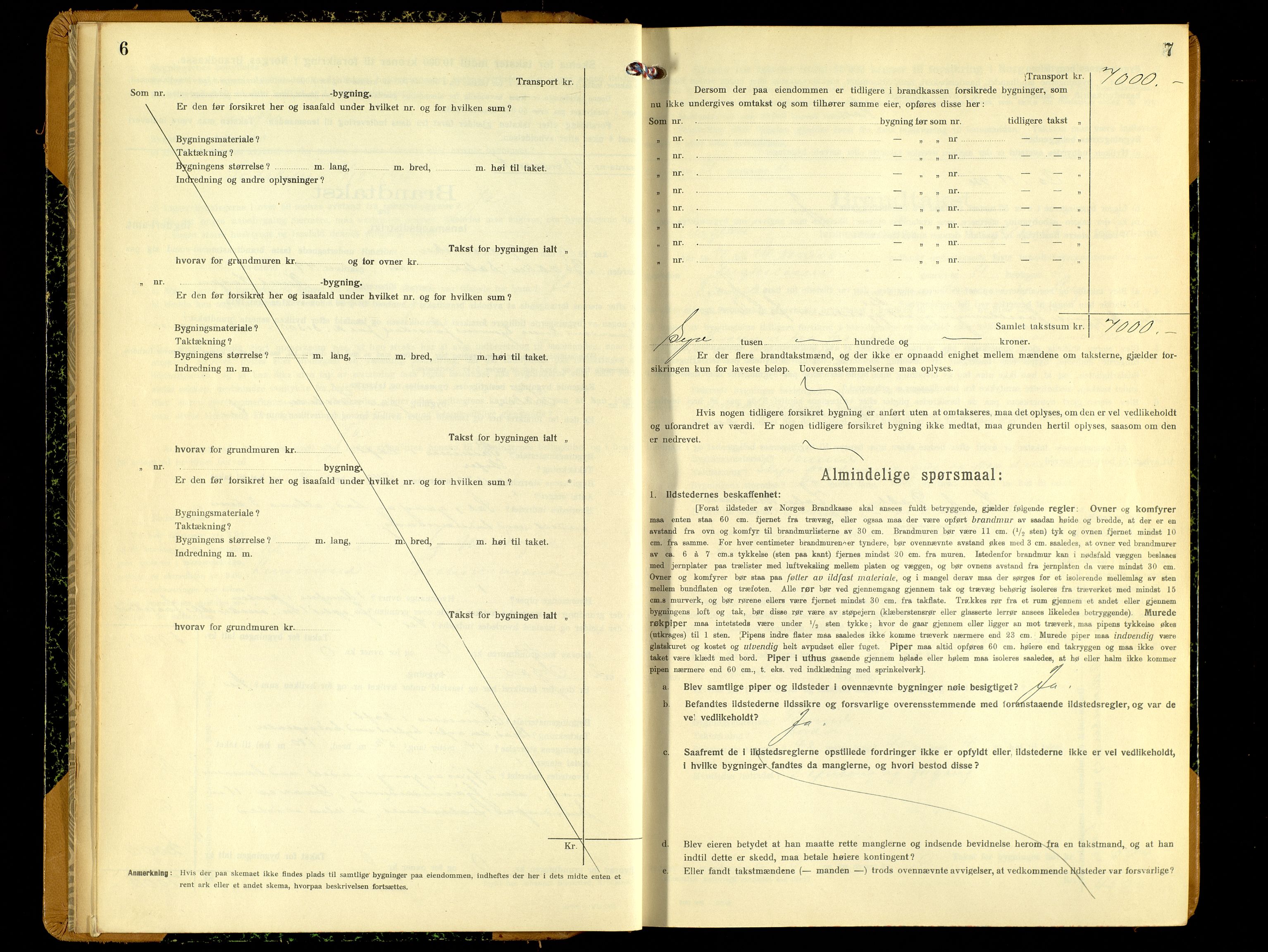 Norges Brannkasse, Ringebu, AV/SAH-NBRANR-037/F/L0006: Branntakstprotokoll, 1919-1955, s. 6-7
