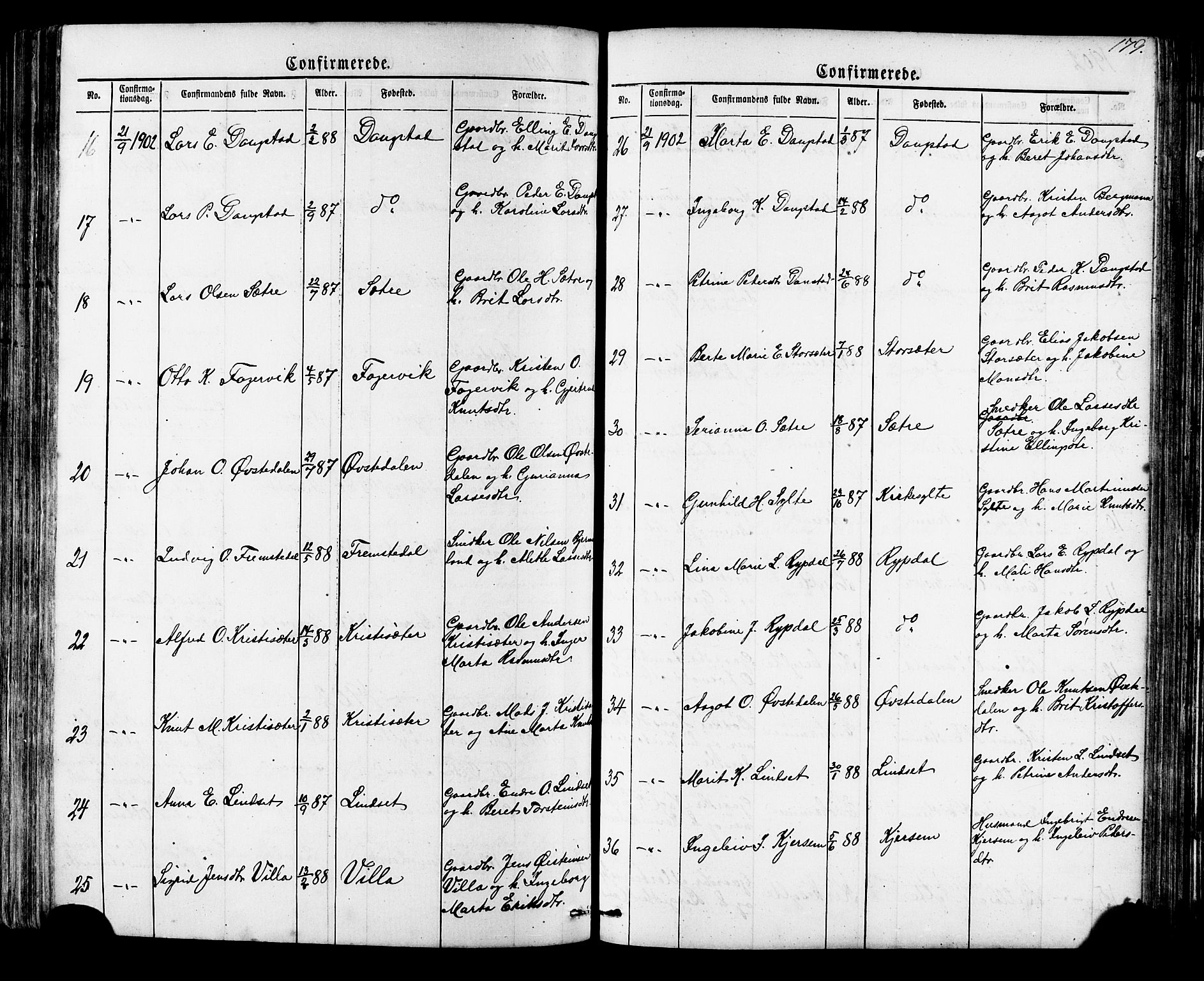 Ministerialprotokoller, klokkerbøker og fødselsregistre - Møre og Romsdal, AV/SAT-A-1454/541/L0547: Klokkerbok nr. 541C02, 1867-1921, s. 179