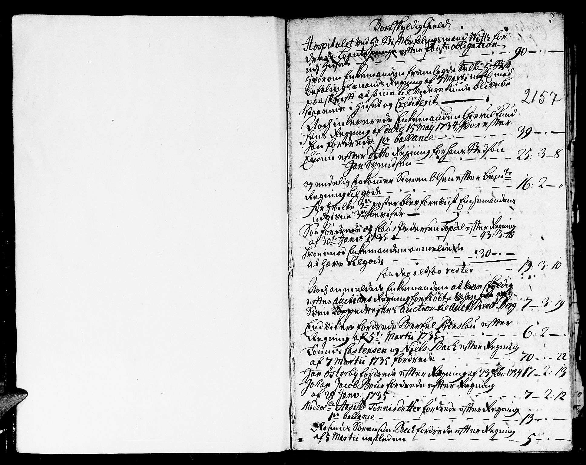 Kristiansand byrett, AV/SAK-1223-0001/H/Hc/L0006: Skifteprotokoll nr. 4, 1735-1743, s. 1b-2a