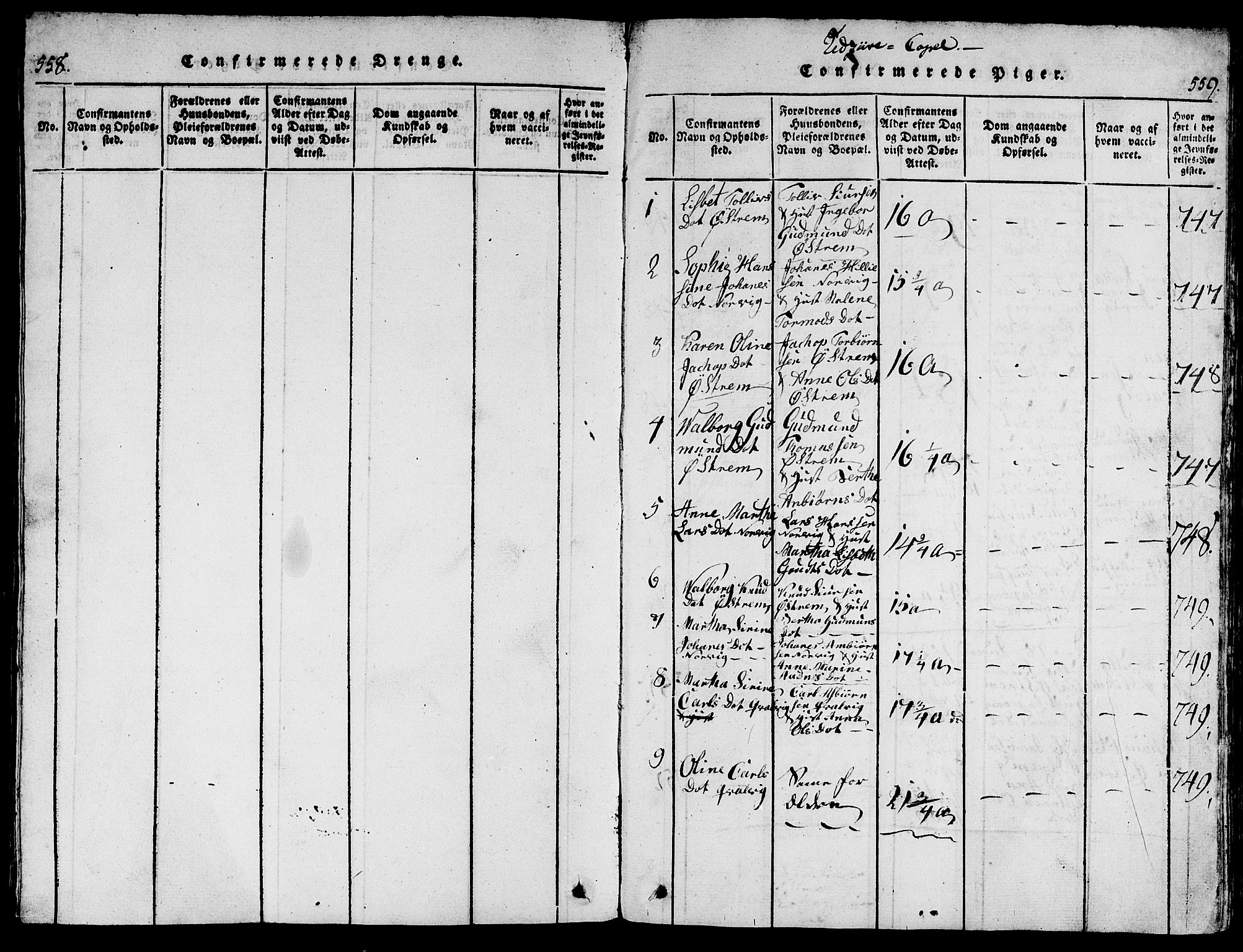 Torvastad sokneprestkontor, SAST/A -101857/H/Ha/Hab/L0001: Klokkerbok nr. B 1 /2, 1817-1834, s. 358-359