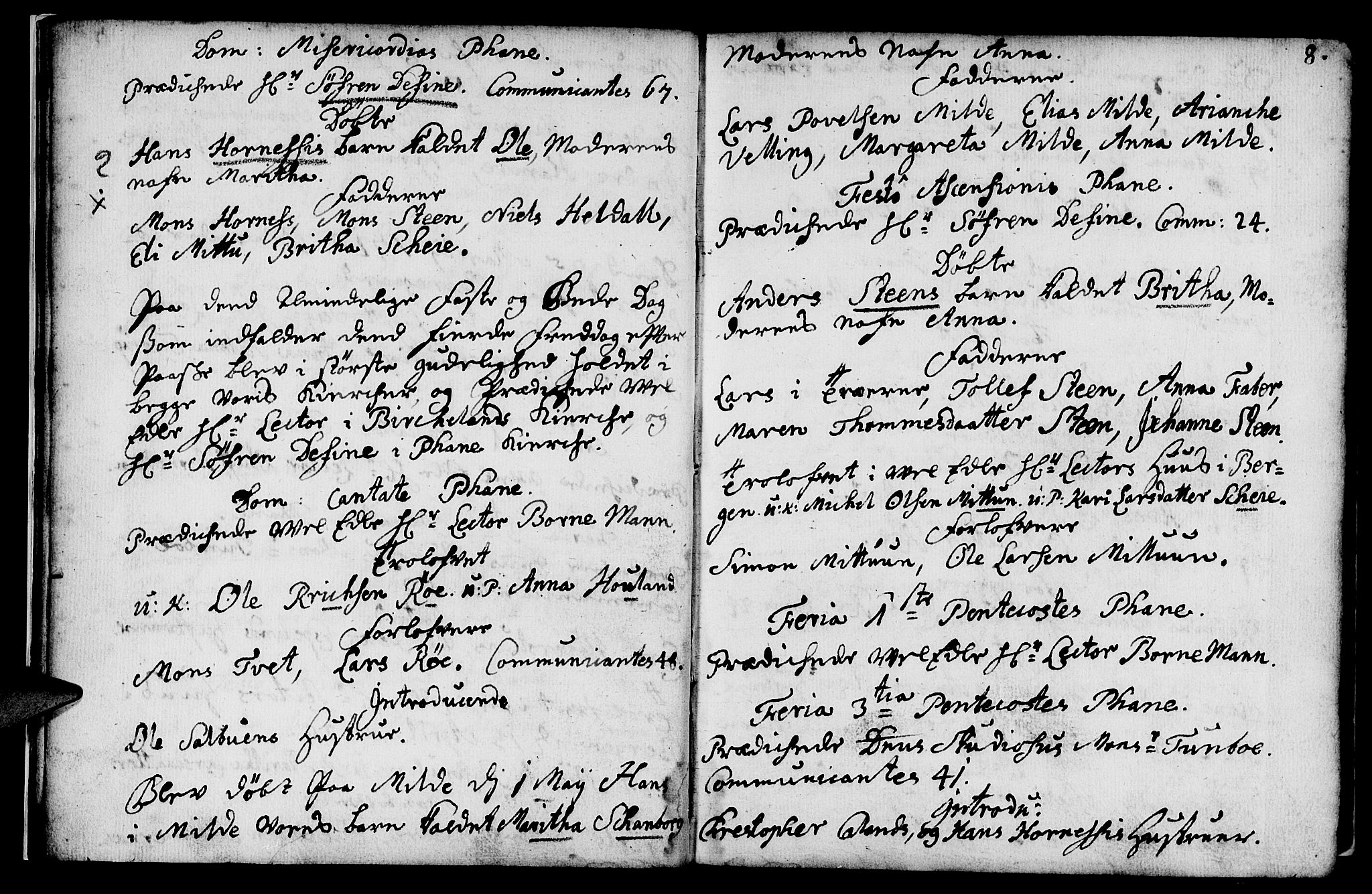 Fana Sokneprestembete, AV/SAB-A-75101/H/Haa/Haaa/L0002: Ministerialbok nr. A 2, 1719-1735, s. 8