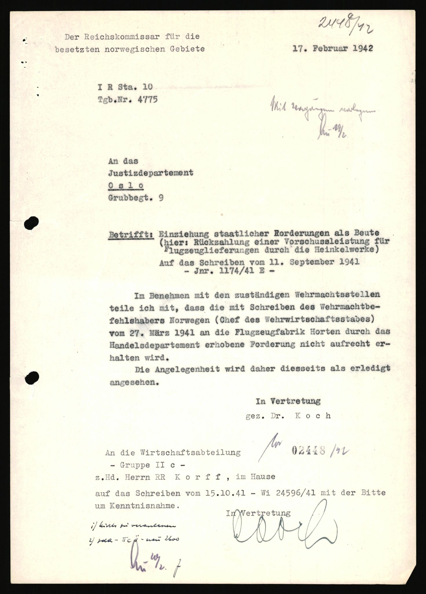 Forsvarets Overkommando. 2 kontor. Arkiv 11.4. Spredte tyske arkivsaker, AV/RA-RAFA-7031/D/Dar/Darb/L0003: Reichskommissariat - Hauptabteilung Vervaltung, 1940-1945, s. 1741