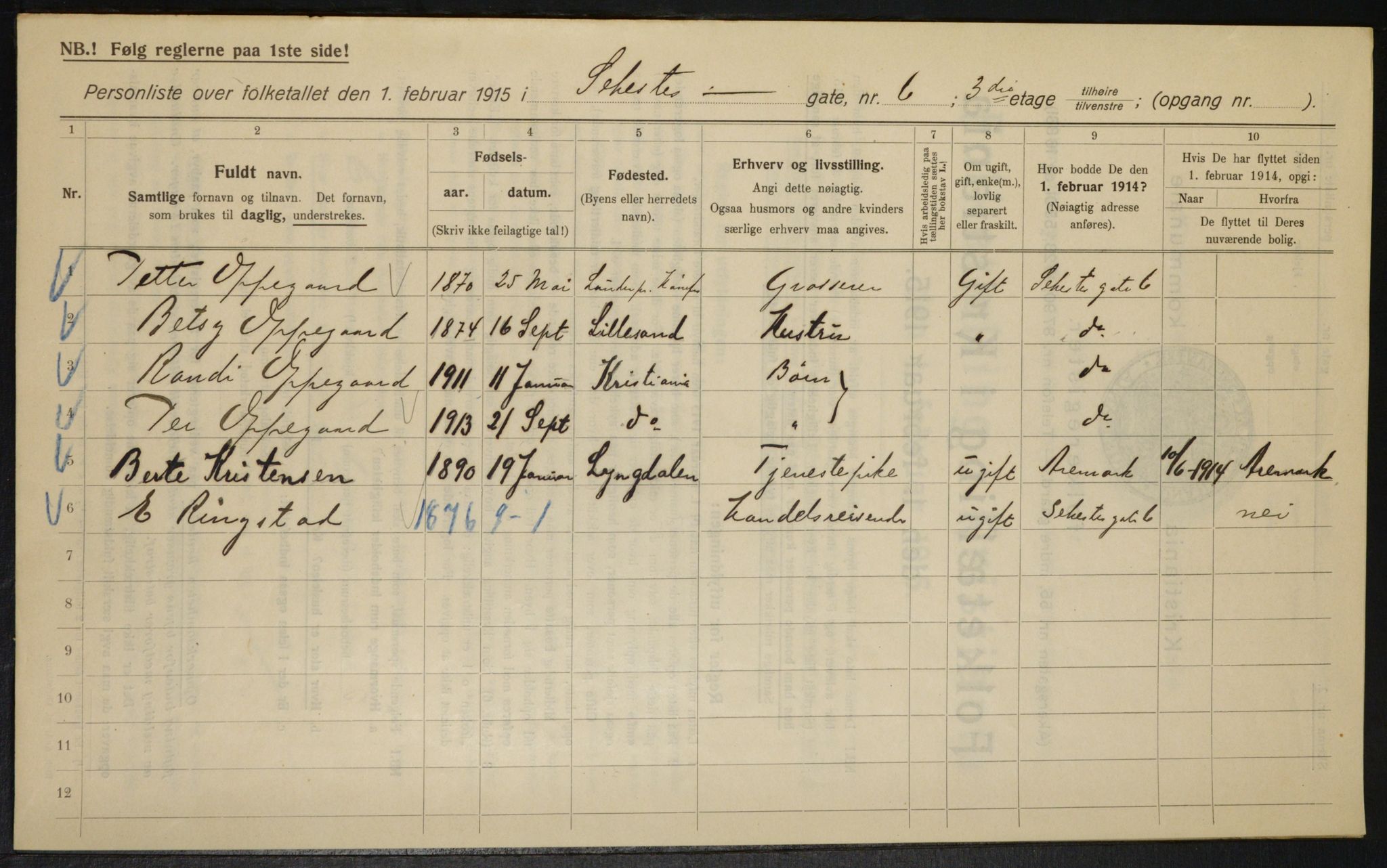 OBA, Kommunal folketelling 1.2.1915 for Kristiania, 1915, s. 93582