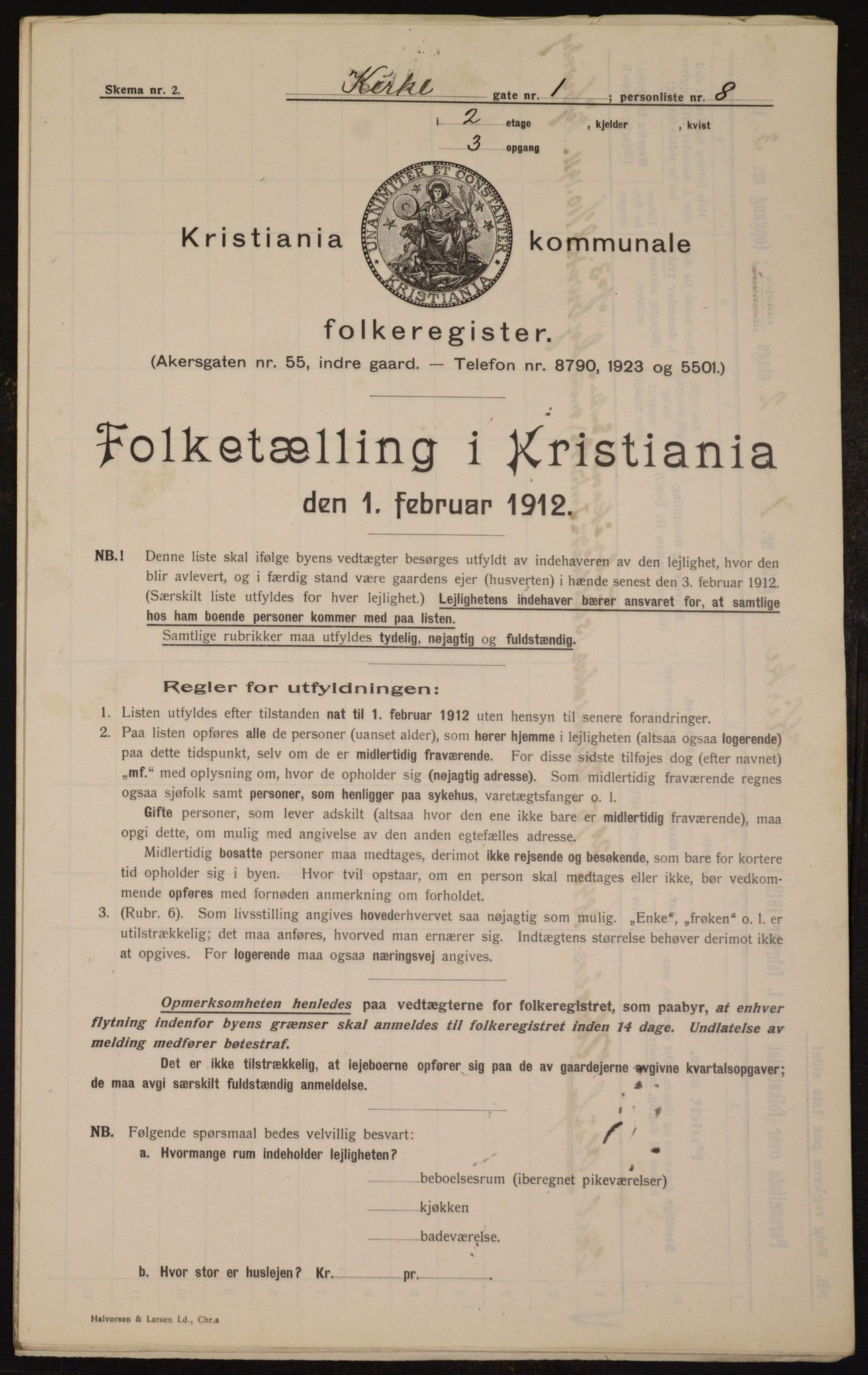 OBA, Kommunal folketelling 1.2.1912 for Kristiania, 1912, s. 49985