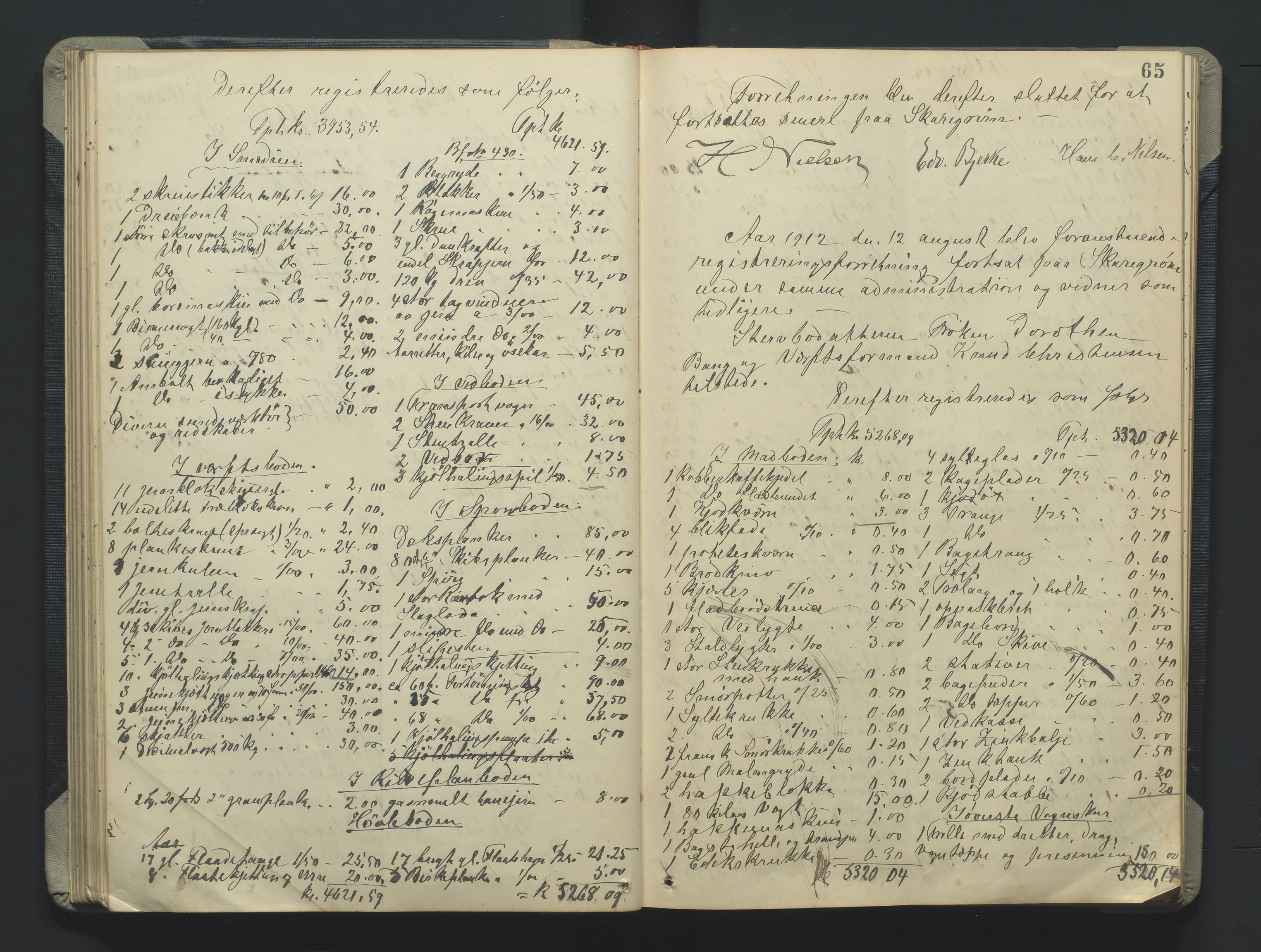 Grimstad byfogd, AV/SAK-1222-0003/H/Hc/L0009: Skifteprotokoll nr. 9, 1908-1918, s. 65