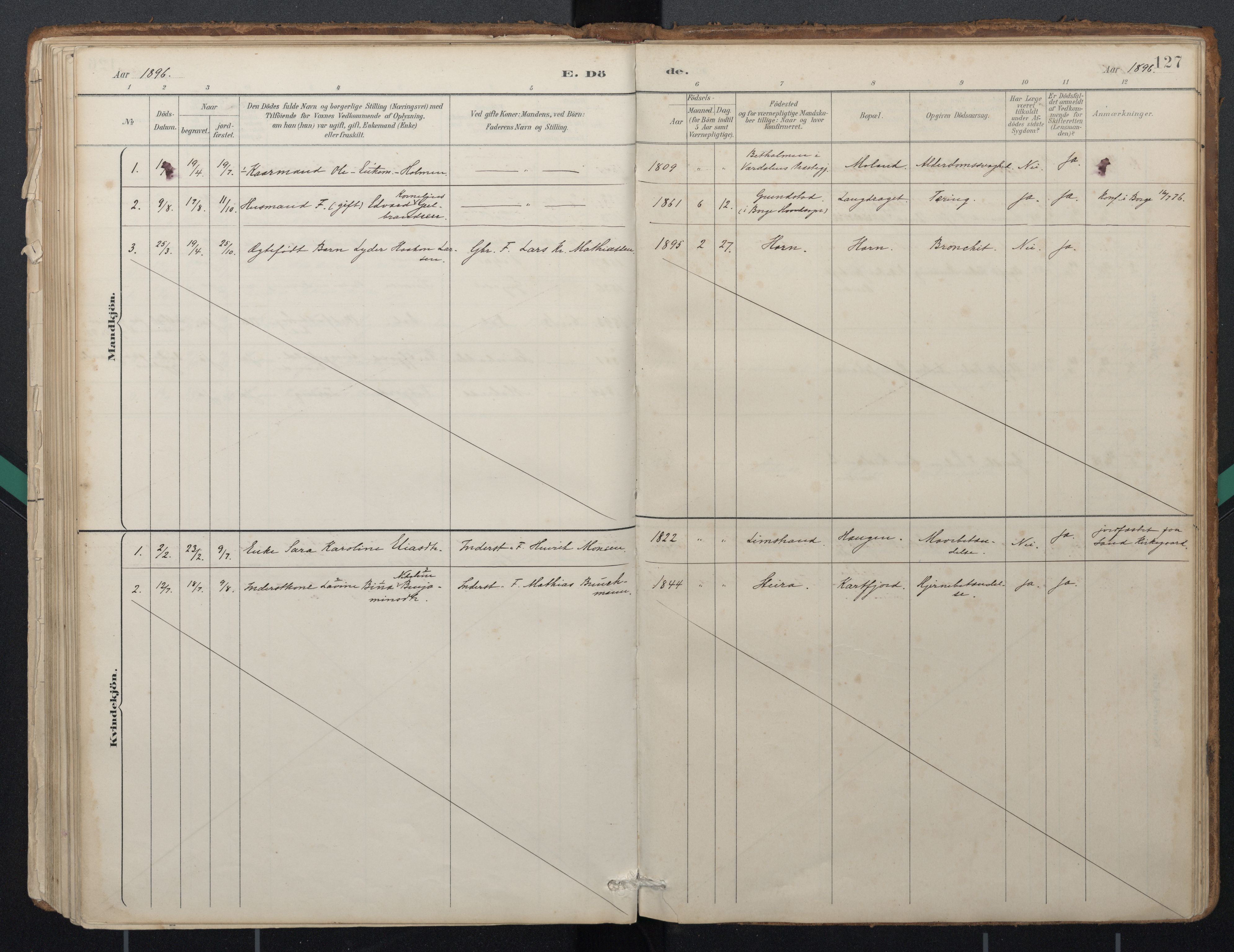 Ministerialprotokoller, klokkerbøker og fødselsregistre - Nordland, AV/SAT-A-1459/884/L1193: Ministerialbok nr. 884A01, 1888-1905, s. 127