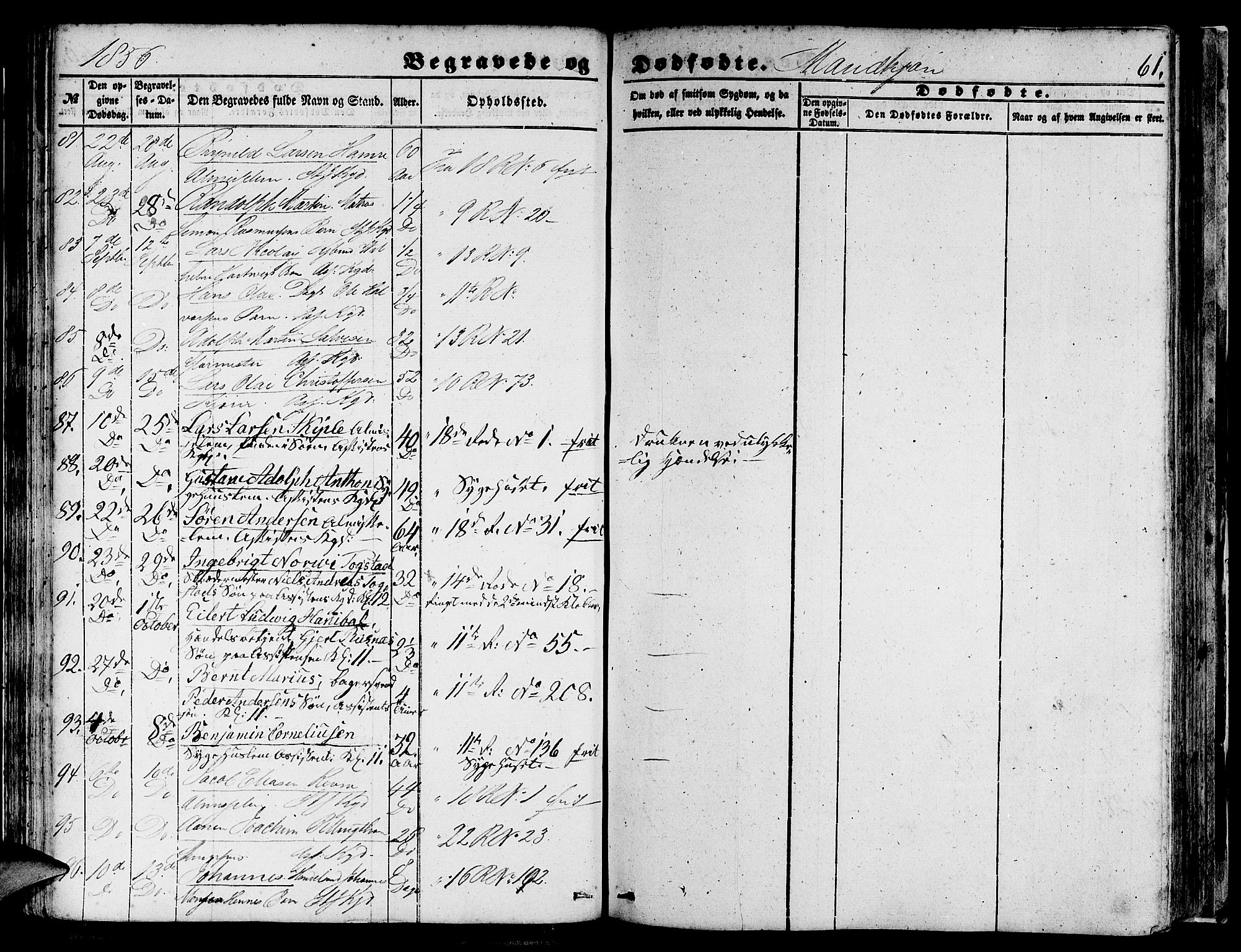 Domkirken sokneprestembete, AV/SAB-A-74801/H/Hab/L0038: Klokkerbok nr. E 2, 1847-1859, s. 61