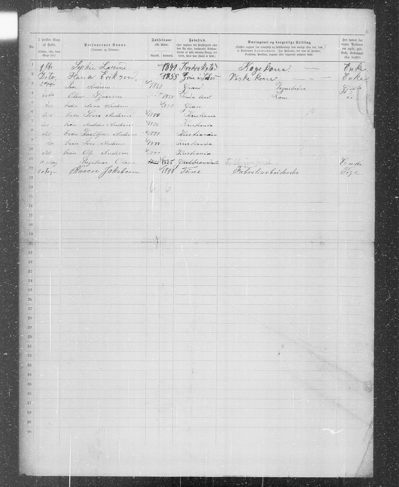 OBA, Kommunal folketelling 31.12.1899 for Kristiania kjøpstad, 1899, s. 23