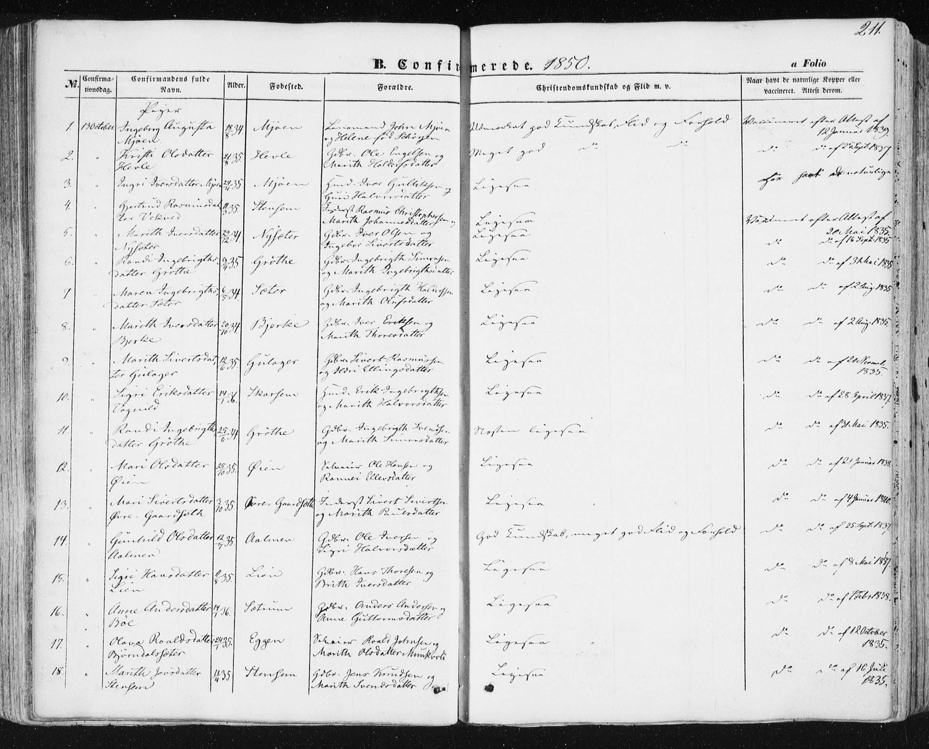 Ministerialprotokoller, klokkerbøker og fødselsregistre - Sør-Trøndelag, SAT/A-1456/678/L0899: Ministerialbok nr. 678A08, 1848-1872, s. 211