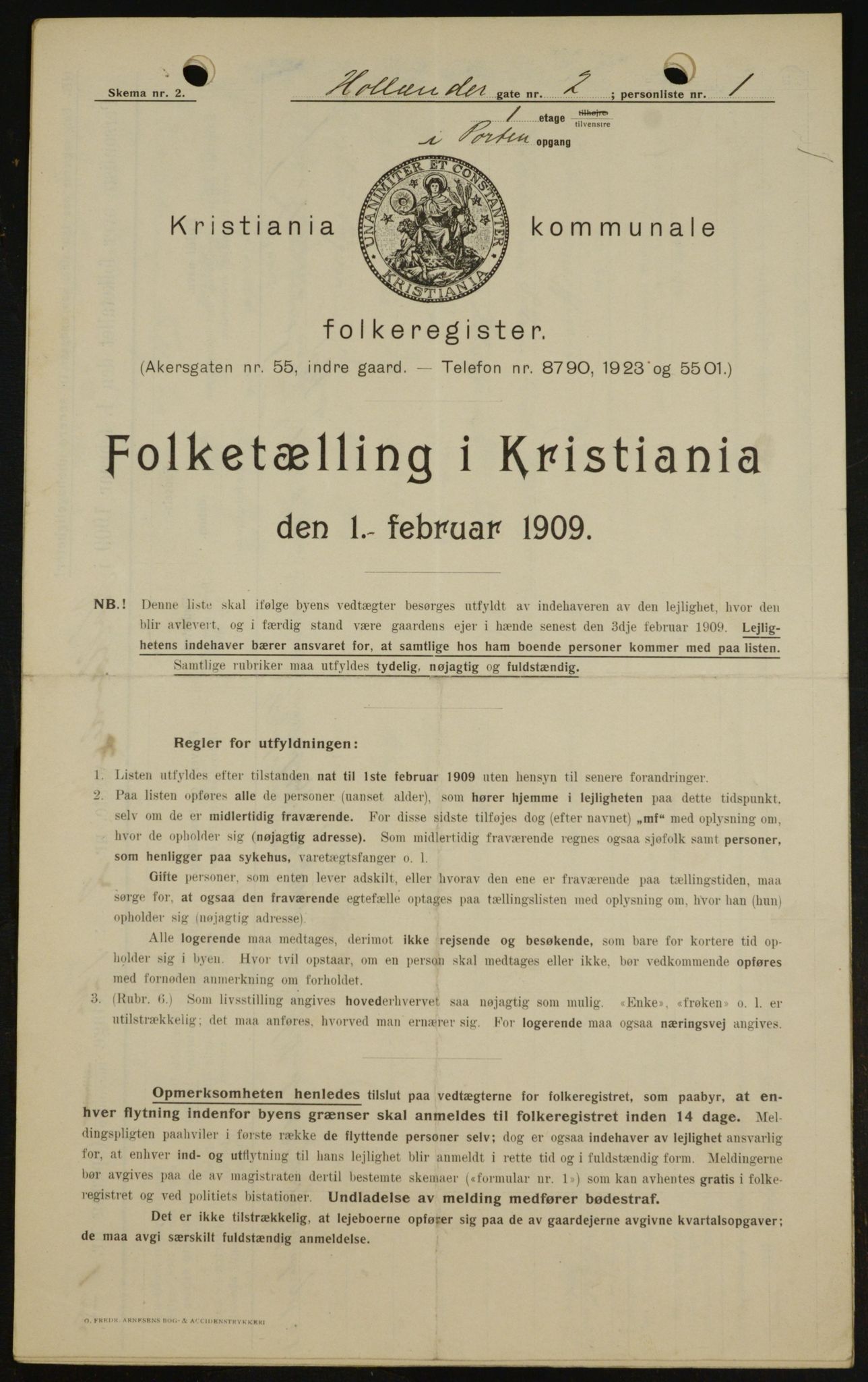 OBA, Kommunal folketelling 1.2.1909 for Kristiania kjøpstad, 1909, s. 36826