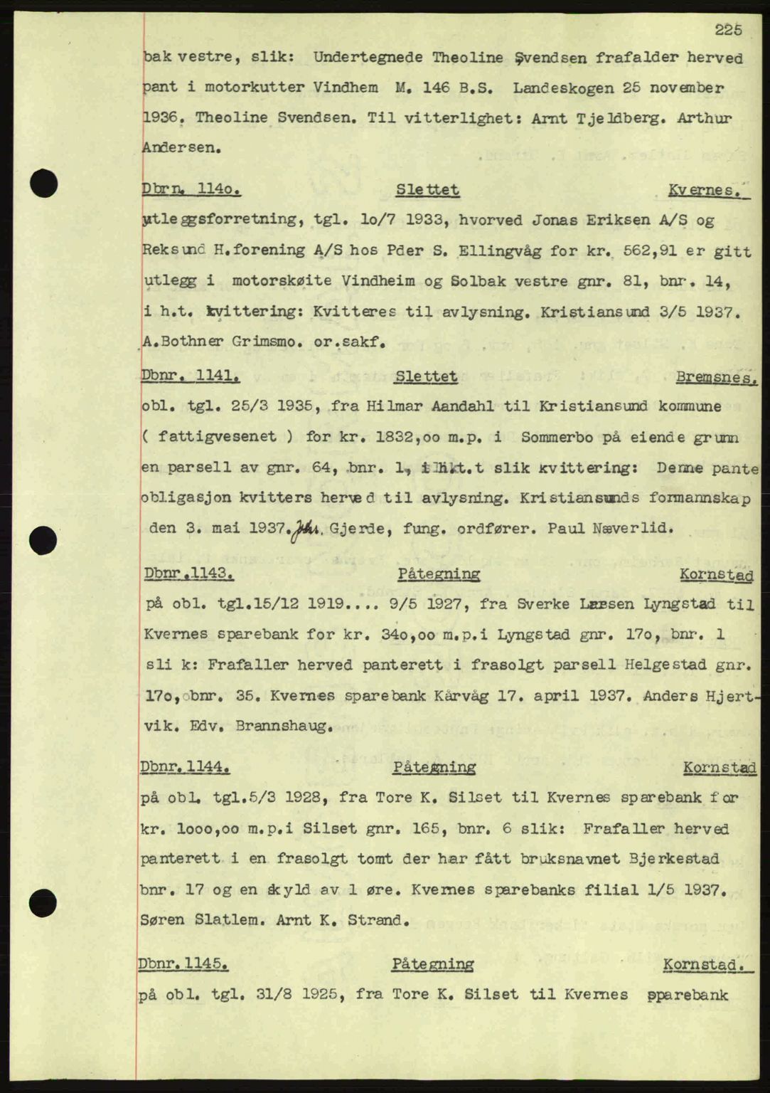 Nordmøre sorenskriveri, SAT/A-4132/1/2/2Ca: Pantebok nr. C80, 1936-1939, Dagboknr: 1140/1937