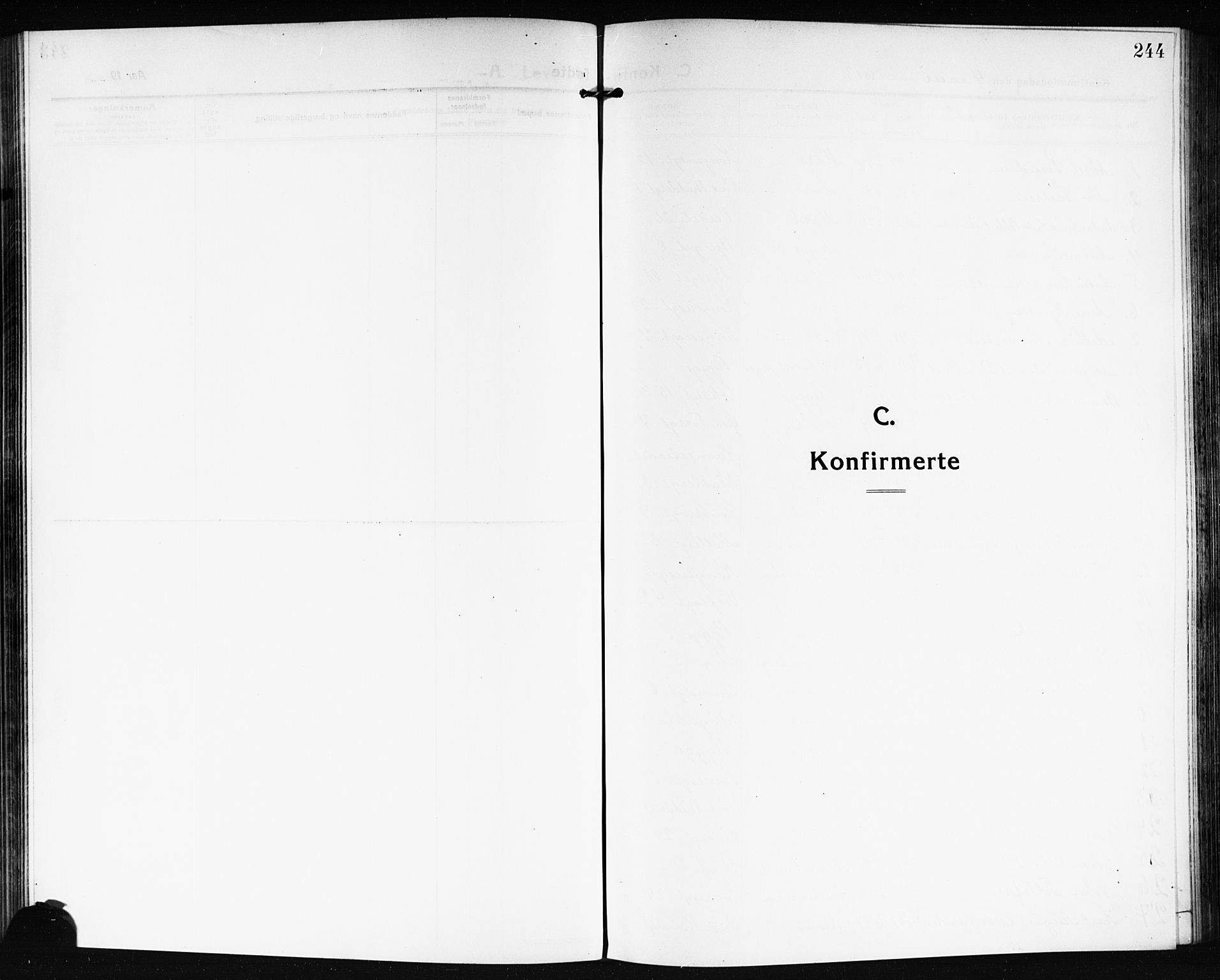 Moss prestekontor Kirkebøker, SAO/A-2003/G/Ga/L0008: Klokkerbok nr. I 8, 1913-1923, s. 244