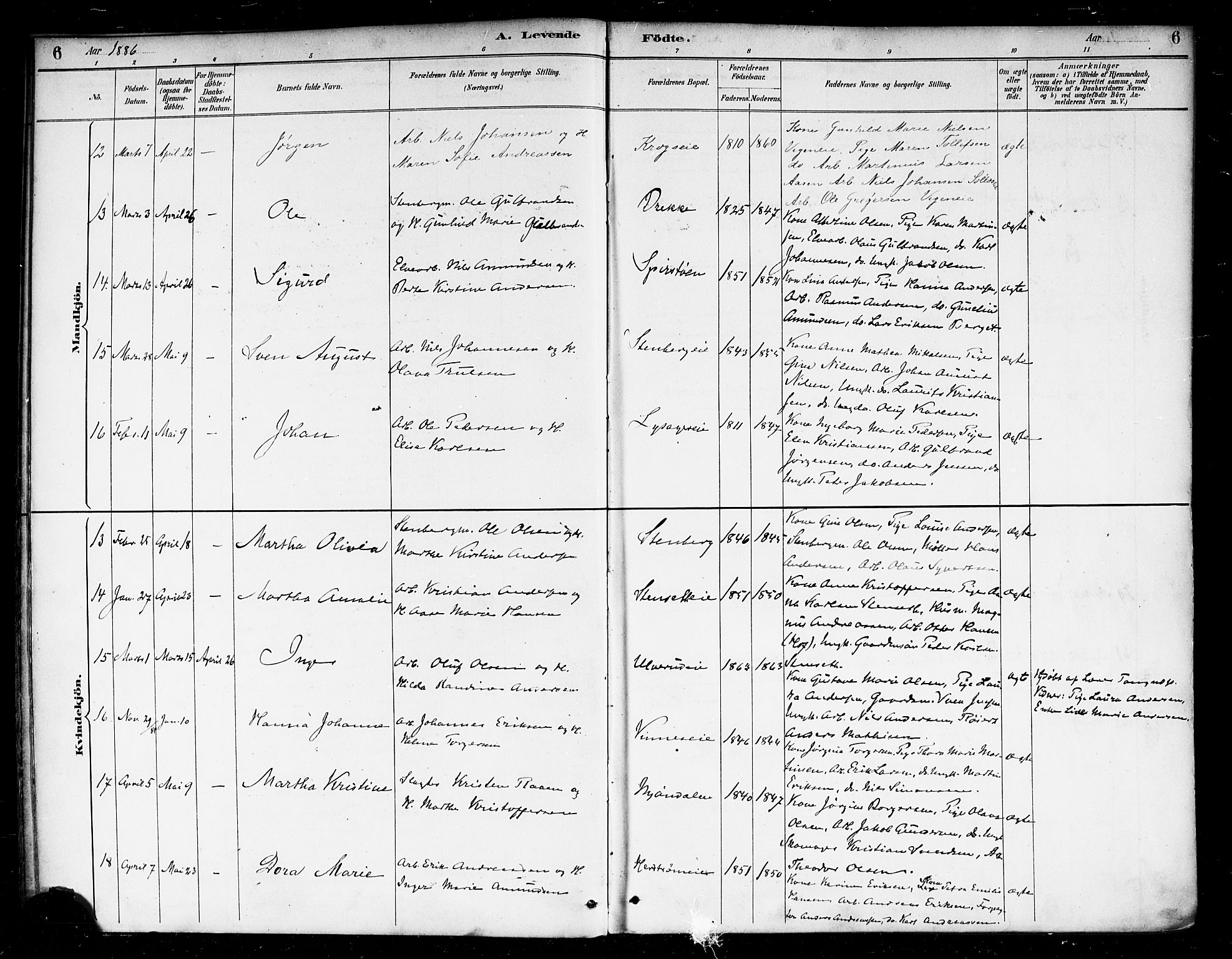 Nedre Eiker kirkebøker, AV/SAKO-A-612/F/Fa/L0003: Ministerialbok nr. 3, 1885-1892, s. 6