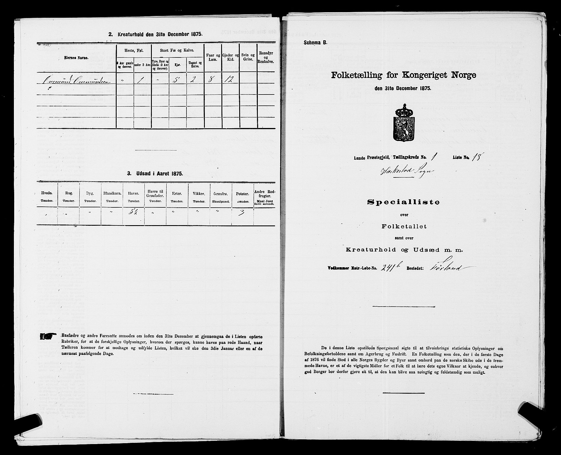 SAST, Folketelling 1875 for 1112P Lund prestegjeld, 1875, s. 622