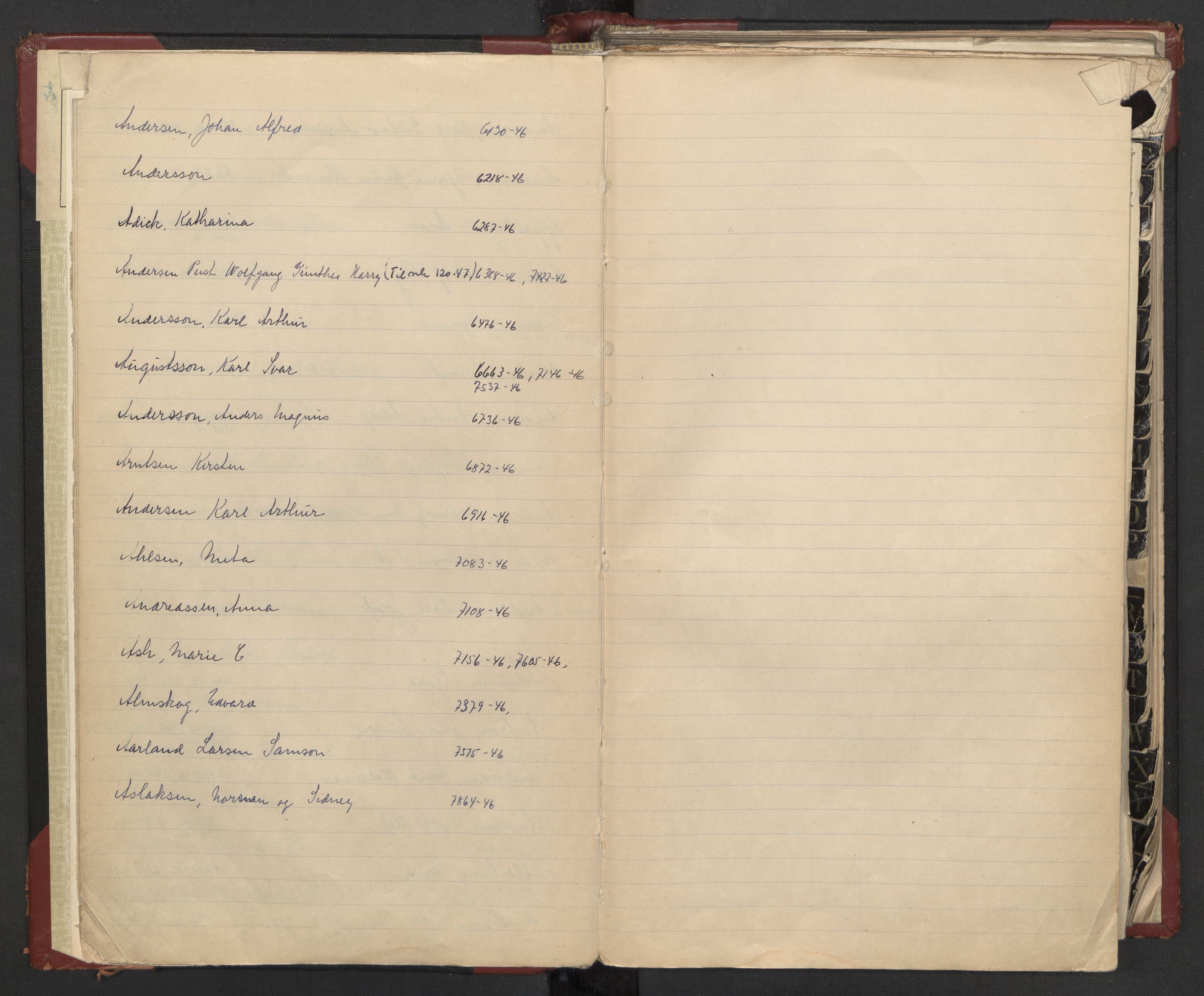 Justisdepartementet, 3. politikontor P3, AV/RA-S-1051/C/Cc/L0002: Journalregister over statsborgersaker, 1940-1946, s. 8