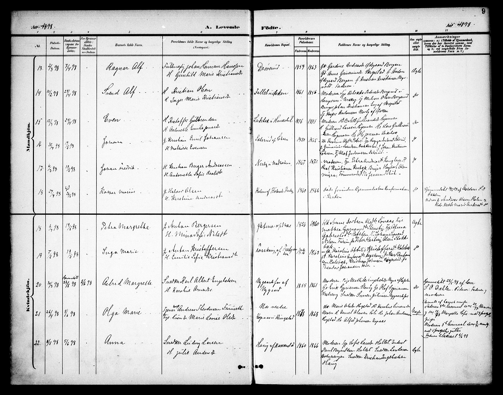 Høland prestekontor Kirkebøker, AV/SAO-A-10346a/F/Fa/L0015: Ministerialbok nr. I 15, 1897-1912, s. 9