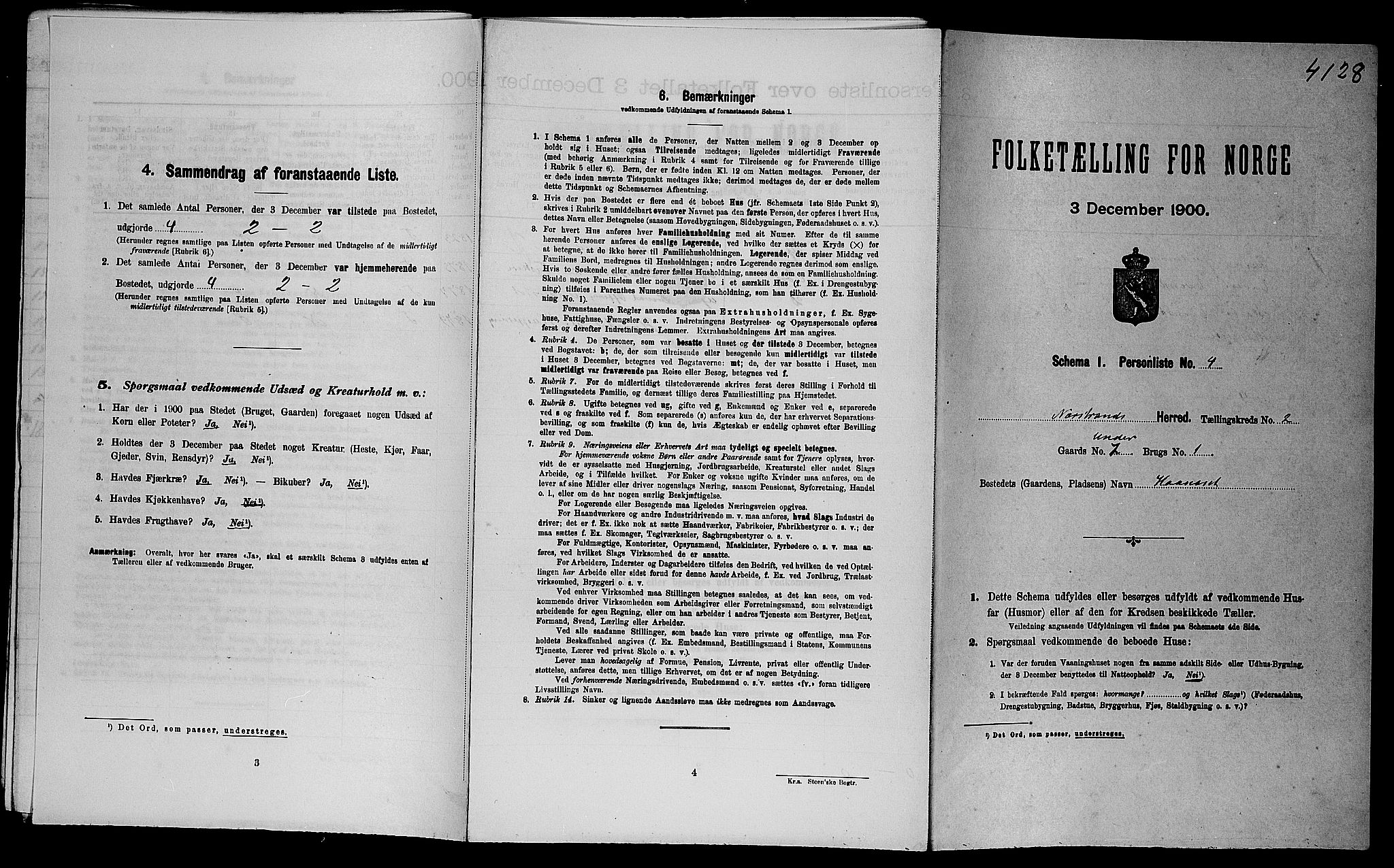 SAST, Folketelling 1900 for 1139 Nedstrand herred, 1900, s. 110