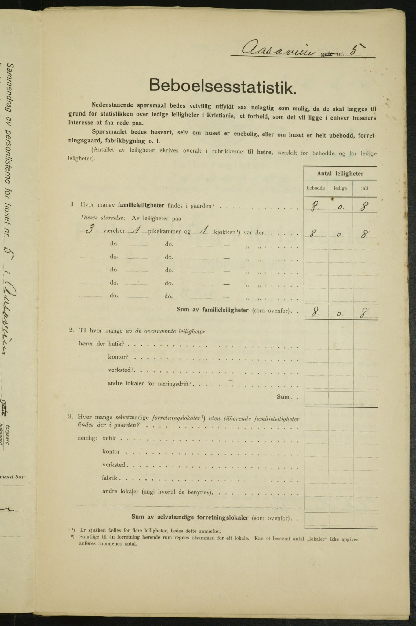 OBA, Kommunal folketelling 1.2.1915 for Kristiania, 1915, s. 131488