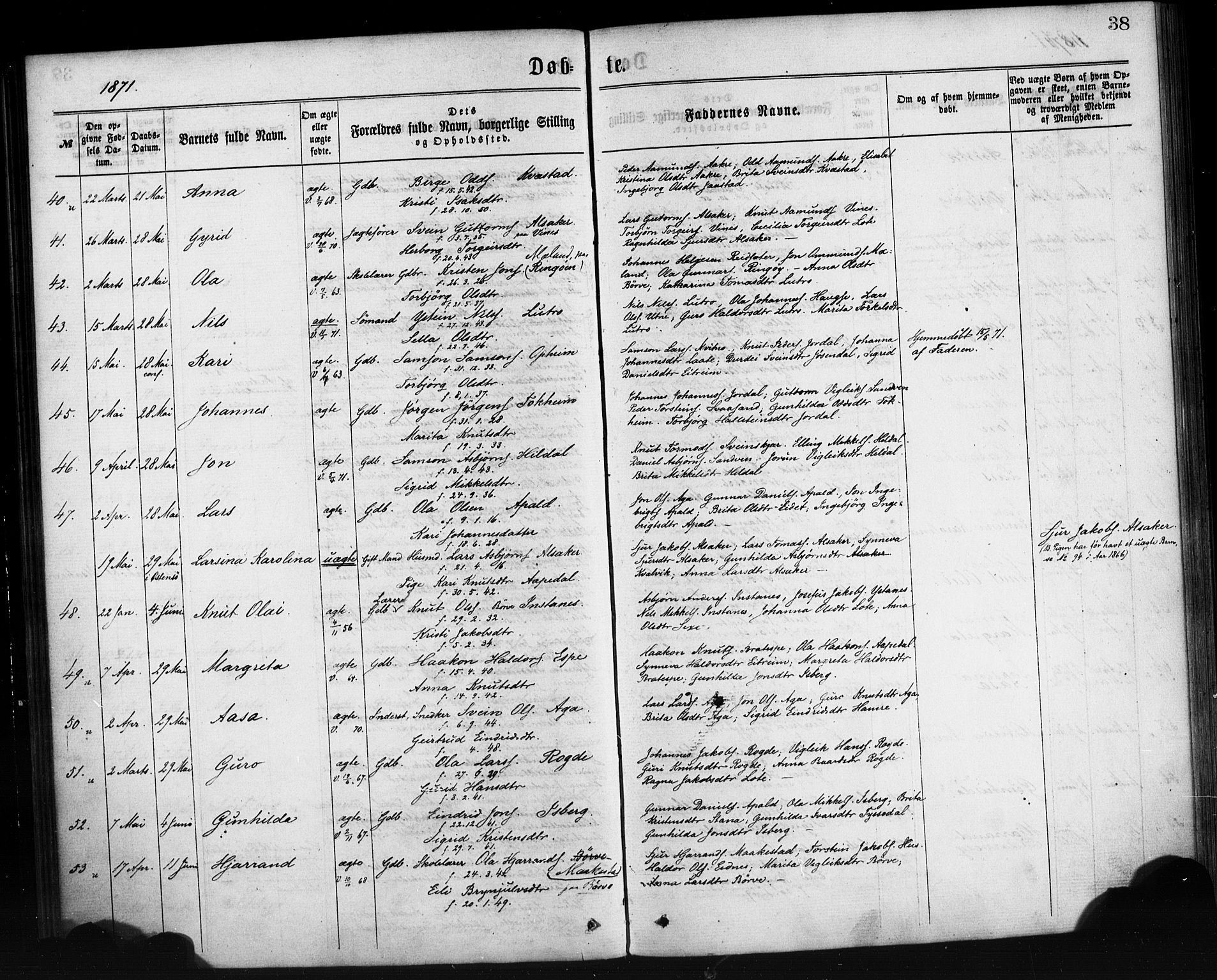 Ullensvang sokneprestembete, AV/SAB-A-78701/H/Haa: Ministerialbok nr. A 12, 1867-1881, s. 38