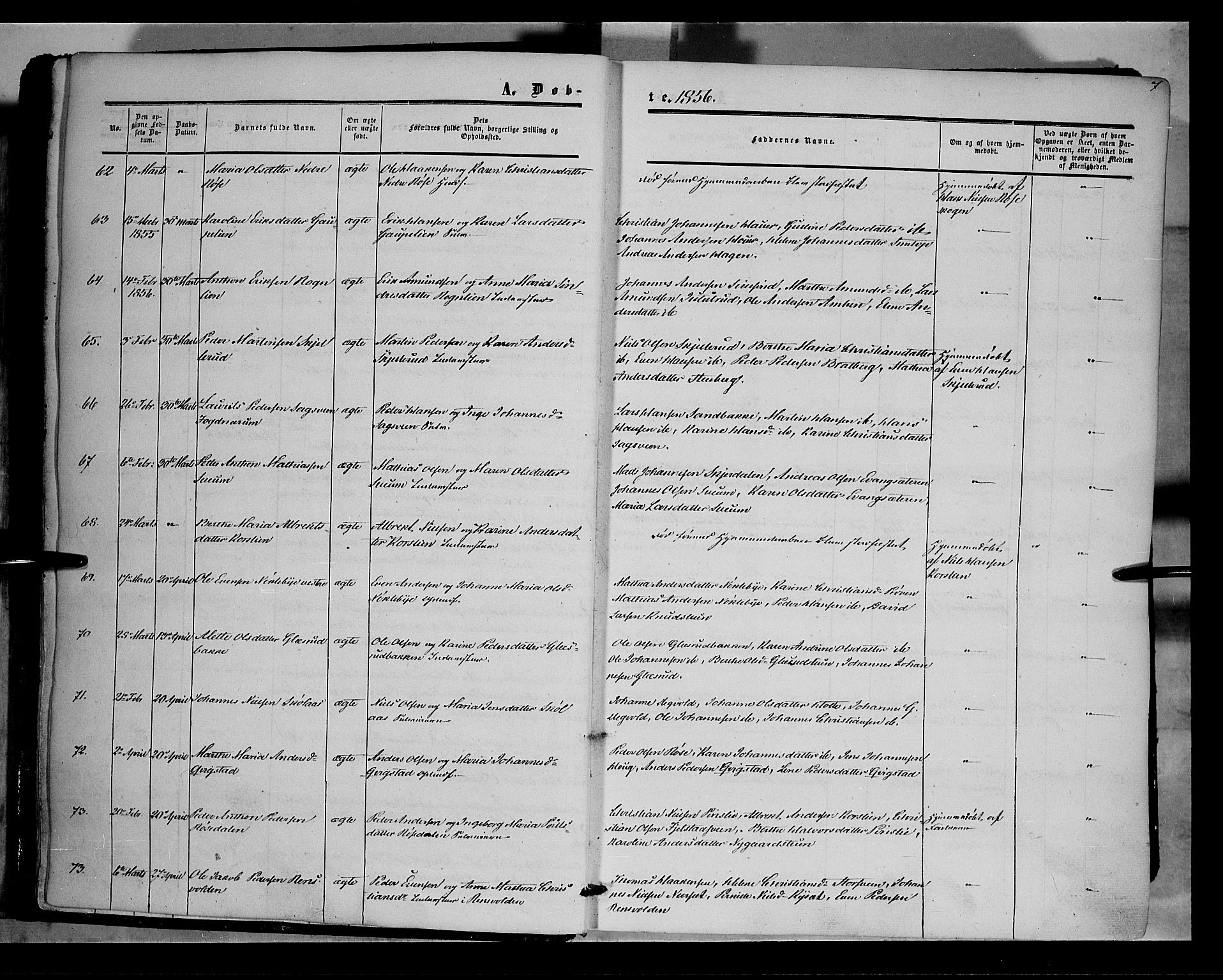 Vestre Toten prestekontor, SAH/PREST-108/H/Ha/Haa/L0006: Ministerialbok nr. 6, 1856-1861, s. 7