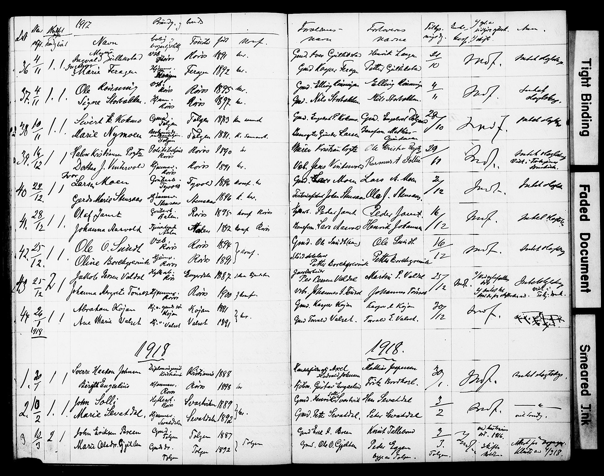 Ministerialprotokoller, klokkerbøker og fødselsregistre - Sør-Trøndelag, AV/SAT-A-1456/681/L0934: Lysningsprotokoll nr. 681A12, 1884-1918