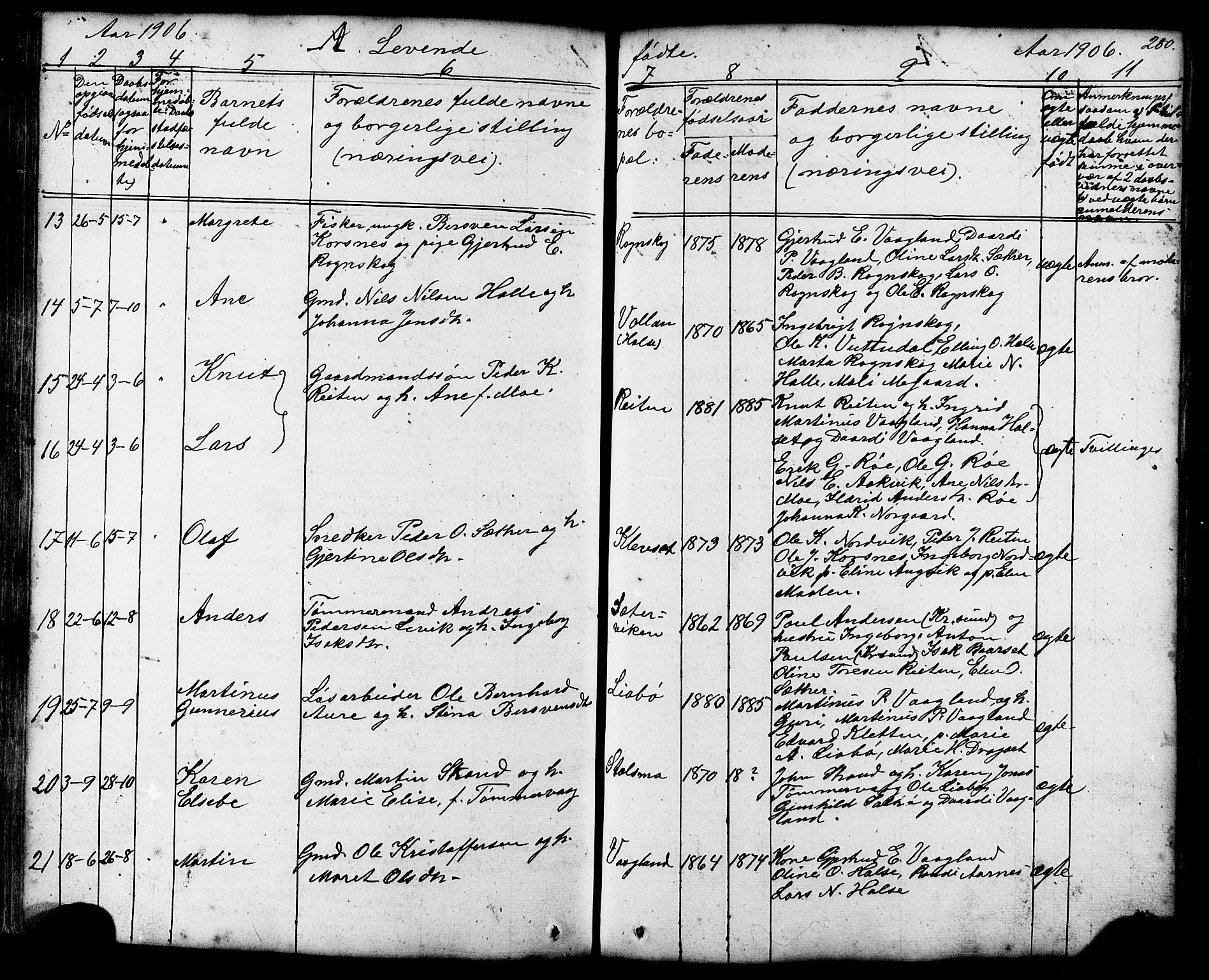 Ministerialprotokoller, klokkerbøker og fødselsregistre - Møre og Romsdal, AV/SAT-A-1454/576/L0890: Klokkerbok nr. 576C01, 1837-1908, s. 280