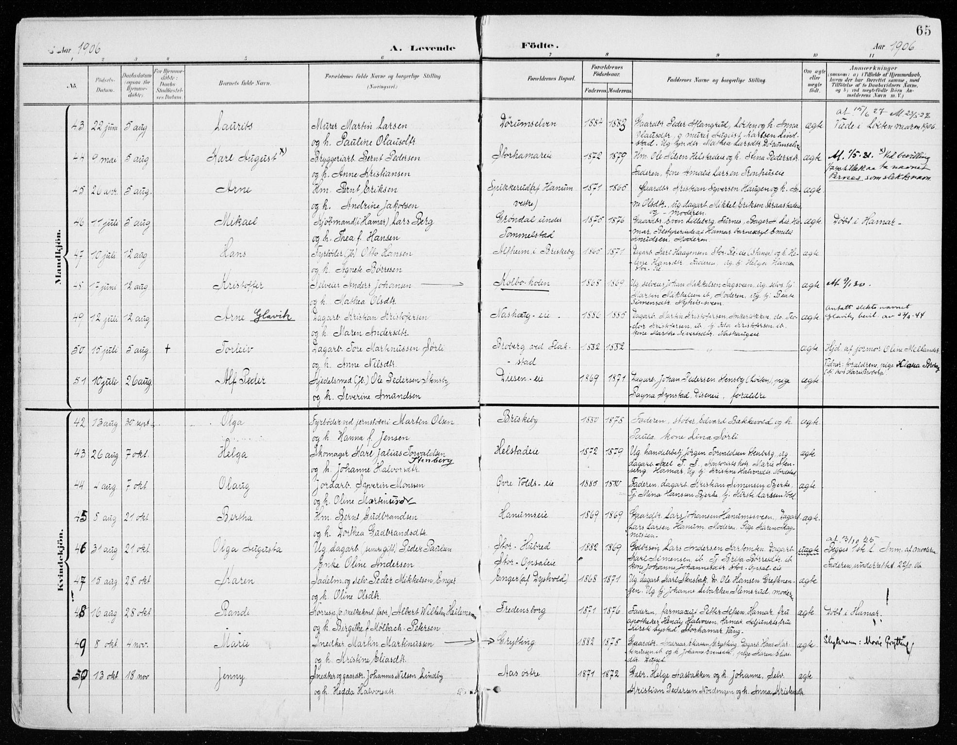 Vang prestekontor, Hedmark, AV/SAH-PREST-008/H/Ha/Haa/L0021: Ministerialbok nr. 21, 1902-1917, s. 65