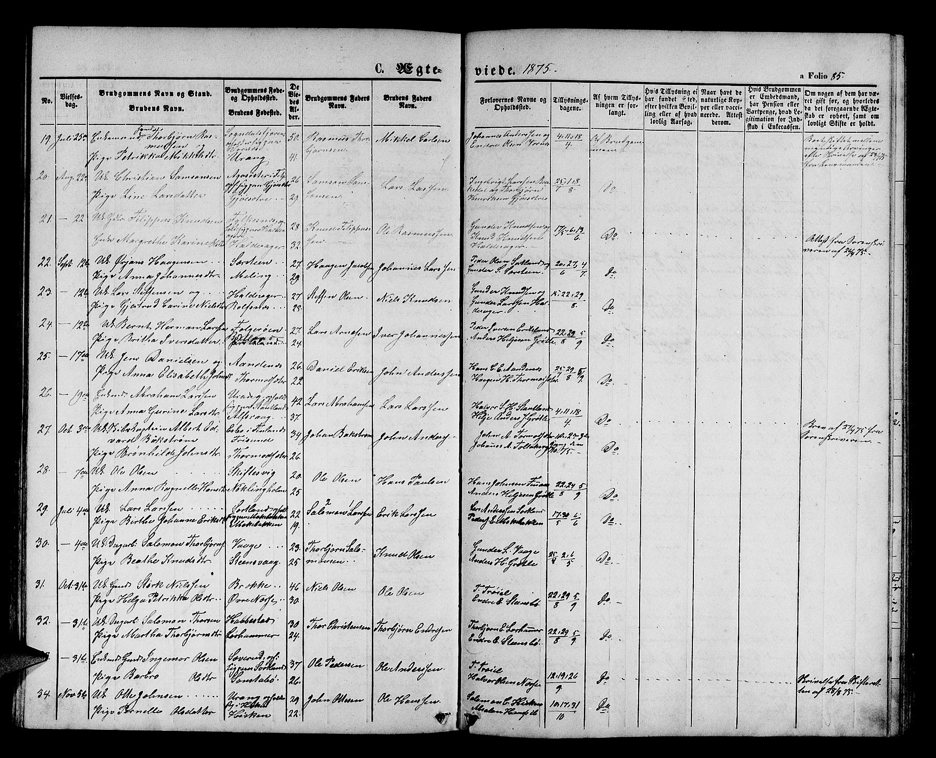 Finnås sokneprestembete, AV/SAB-A-99925/H/Ha/Hab/Habb/L0002: Klokkerbok nr. B 2, 1871-1881, s. 85