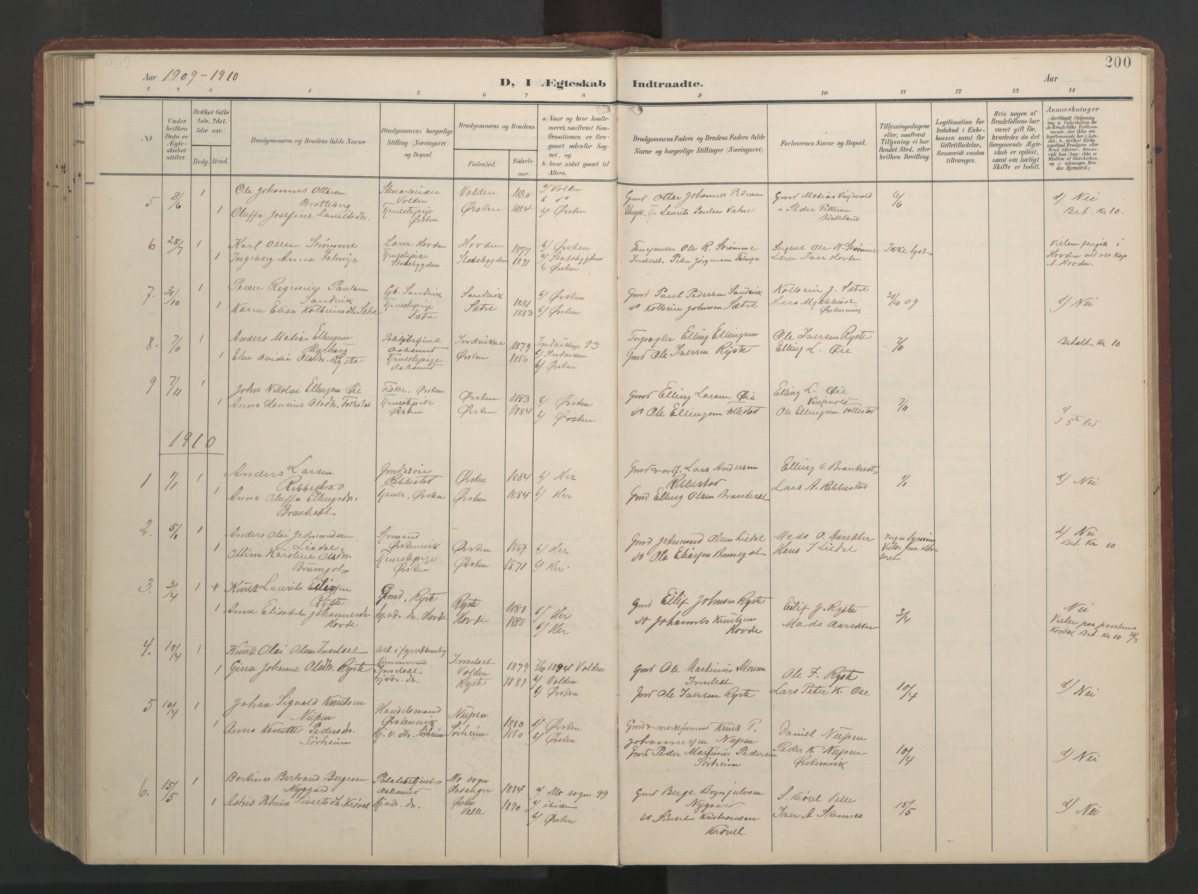 Ministerialprotokoller, klokkerbøker og fødselsregistre - Møre og Romsdal, AV/SAT-A-1454/513/L0190: Klokkerbok nr. 513C04, 1904-1926, s. 200