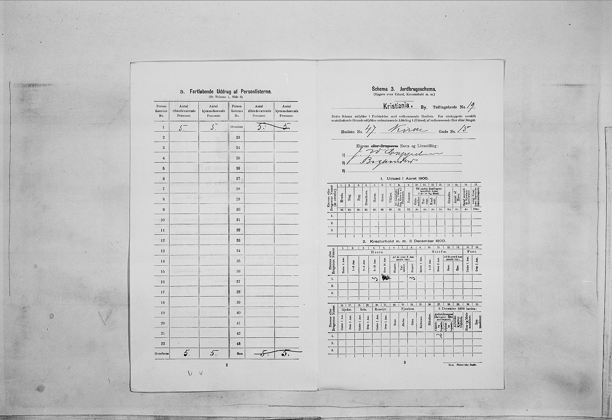 SAO, Folketelling 1900 for 0301 Kristiania kjøpstad, 1900, s. 45790