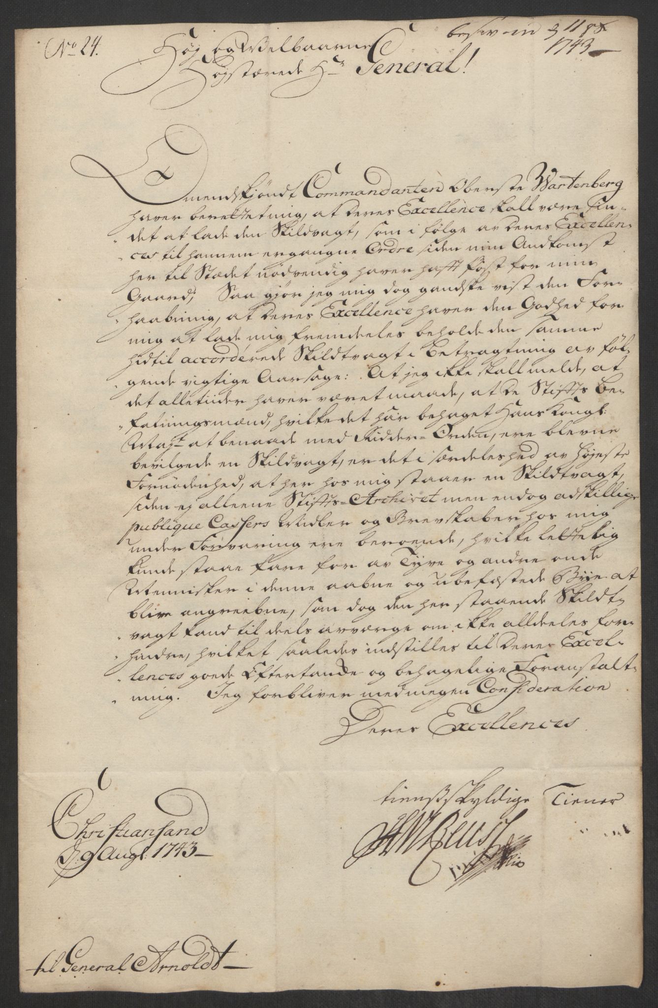 Kommanderende general (KG I) med Det norske krigsdirektorium, AV/RA-EA-5419/D/L0062: Stattholderens, stiftamtmenns og amtmenns brev, 1741-1745, s. 225