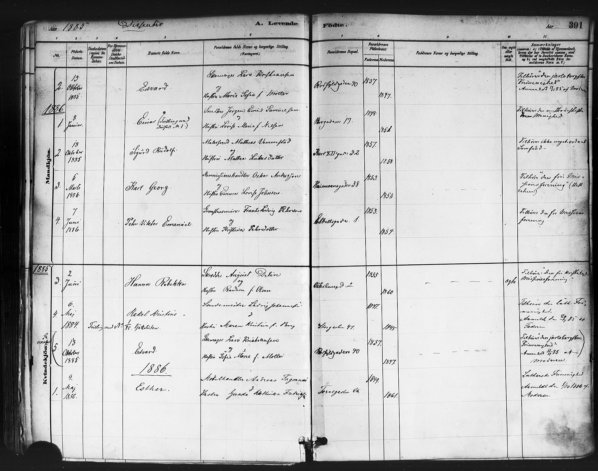 Jakob prestekontor Kirkebøker, AV/SAO-A-10850/F/Fa/L0003: Ministerialbok nr. 3, 1880-1895, s. 391