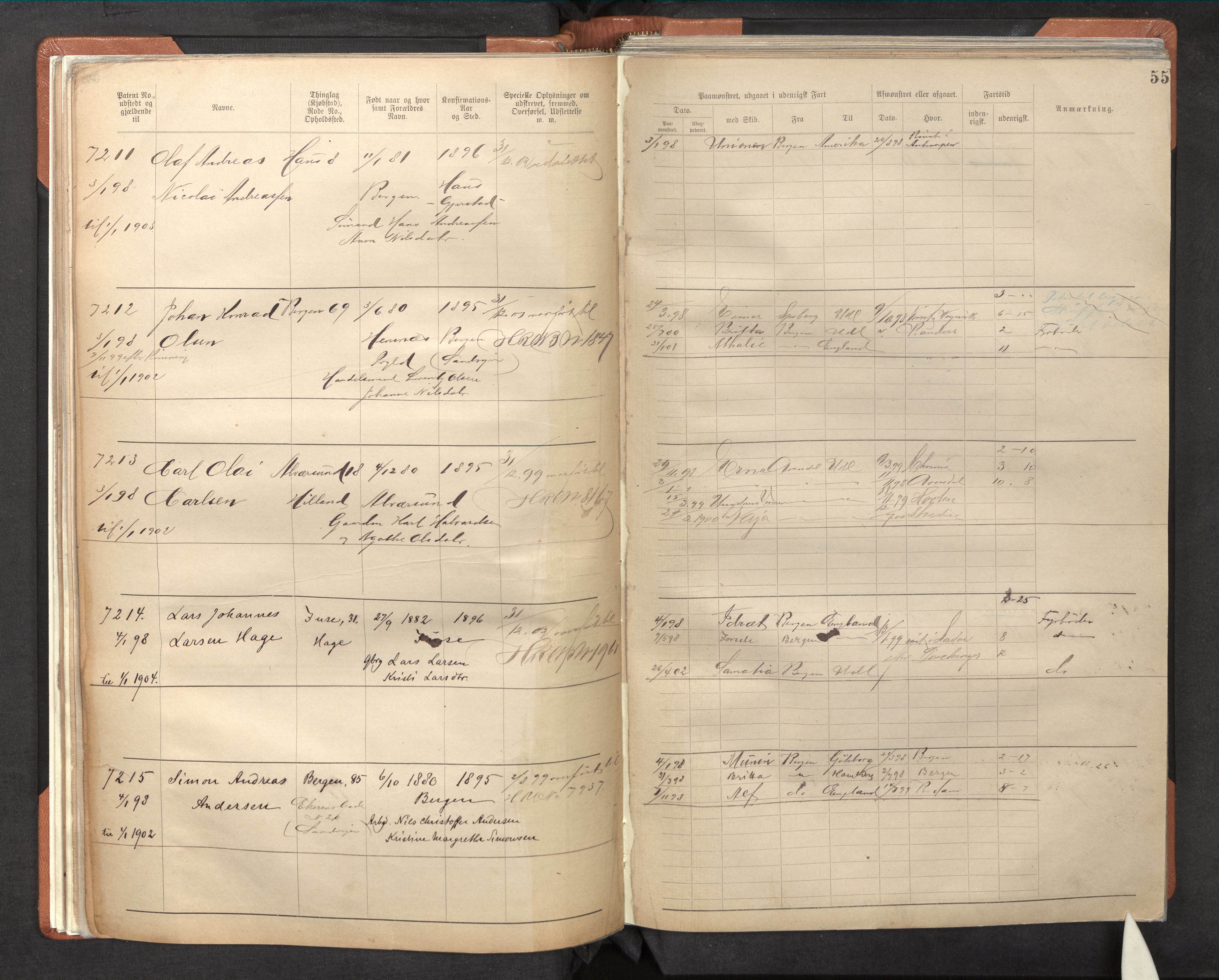 Innrulleringssjefen i Bergen, AV/SAB-A-100050/F/Fb/L0007: Sjøfarts-annotasjonsrulle, nr. 6941 - 8130, 1897-1903