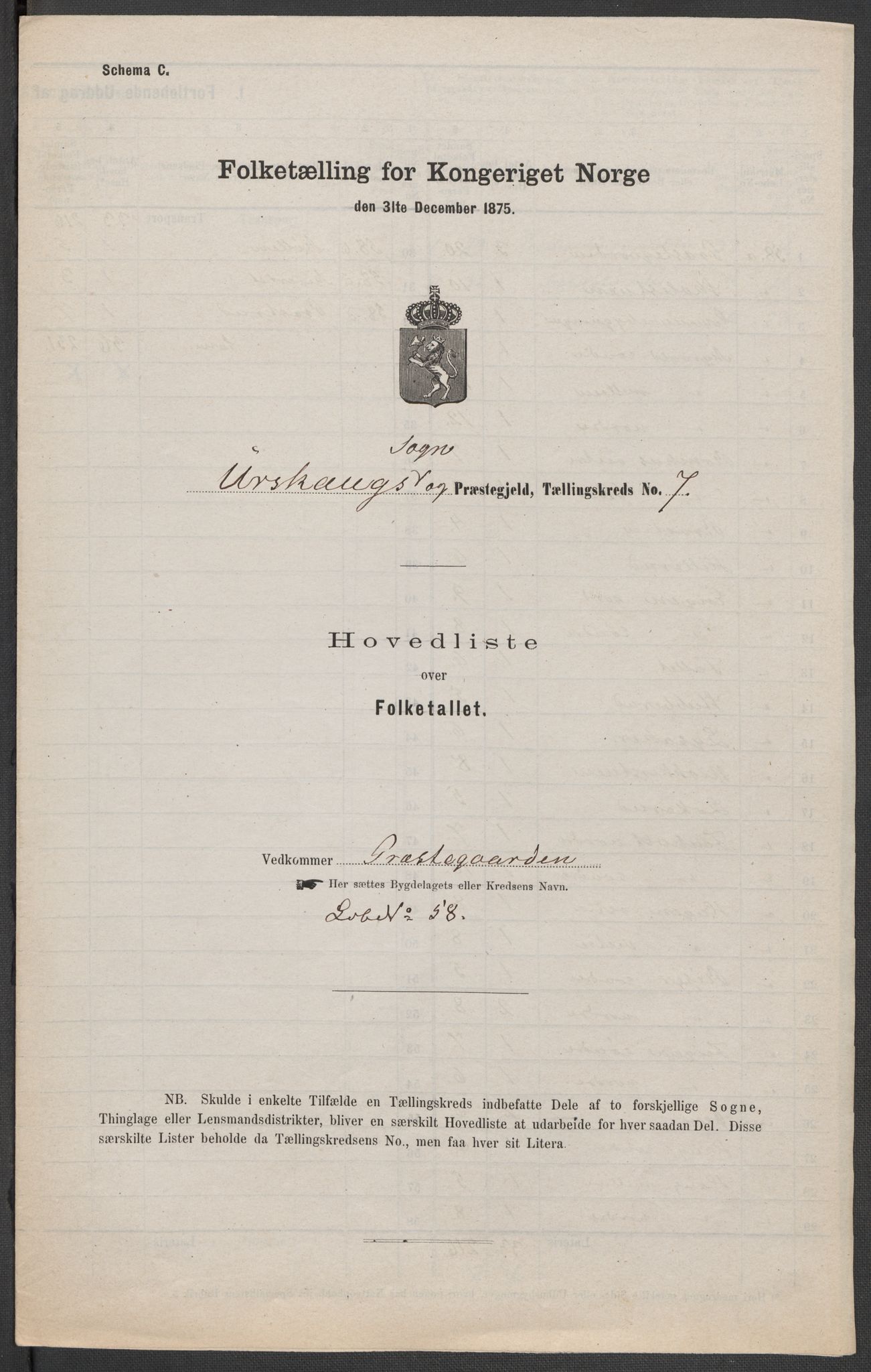 RA, Folketelling 1875 for 0224P Aurskog prestegjeld, 1875, s. 19